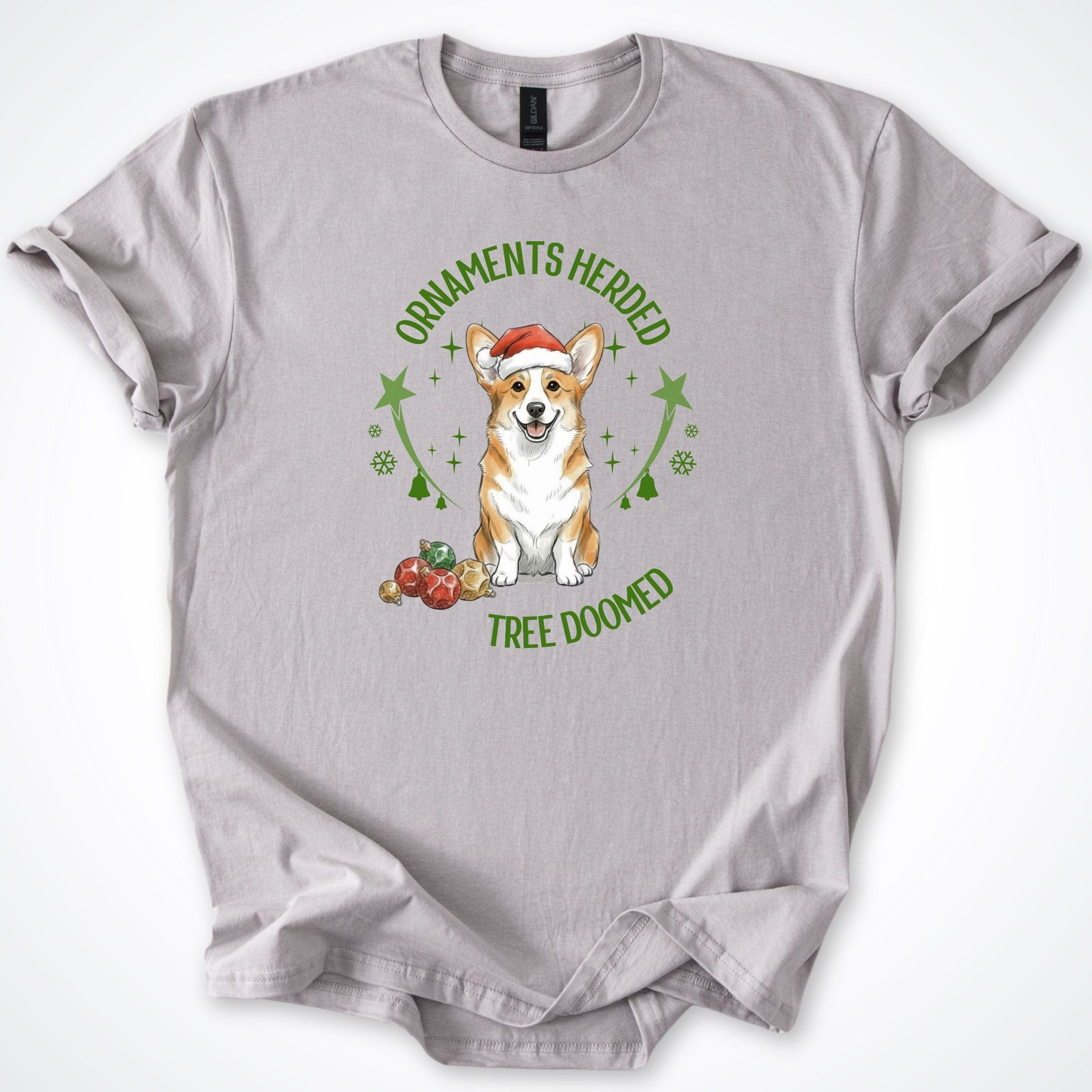 T-Shirt Ice Grey / S Ornaments Herded Welsh Corgi Christmas T-Shirt ReallyintoDogs