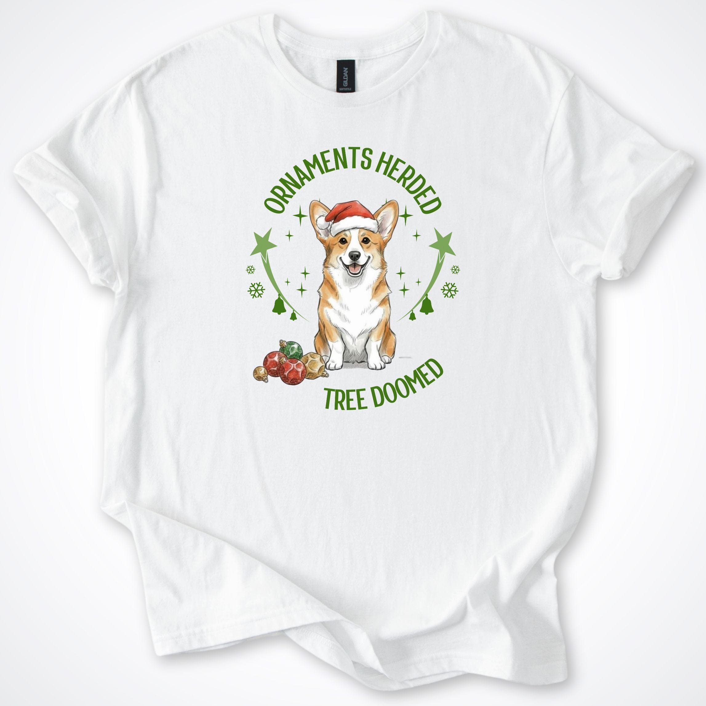 T-Shirt White / S Ornaments Herded Welsh Corgi Christmas T-Shirt ReallyintoDogs