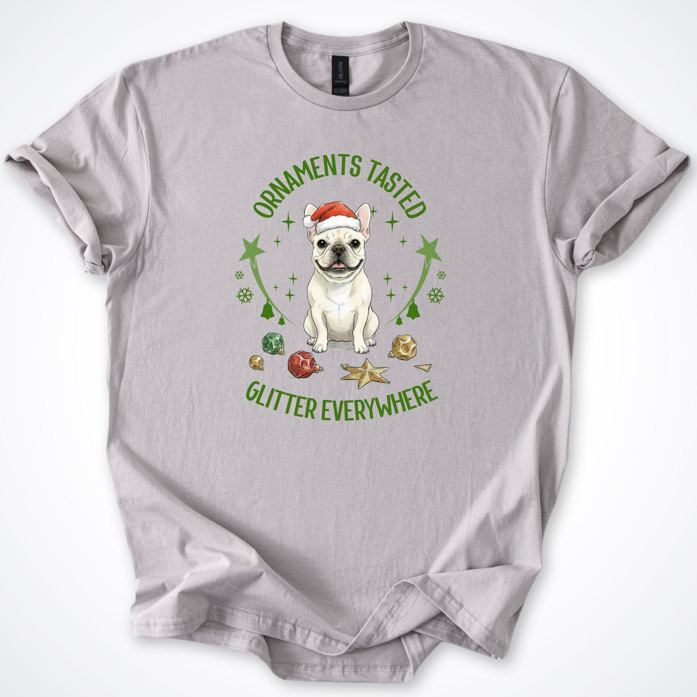 T-Shirt Ice Grey / S Ornaments Tasted Frenchy Christmas T-Shirt ReallyintoDogs