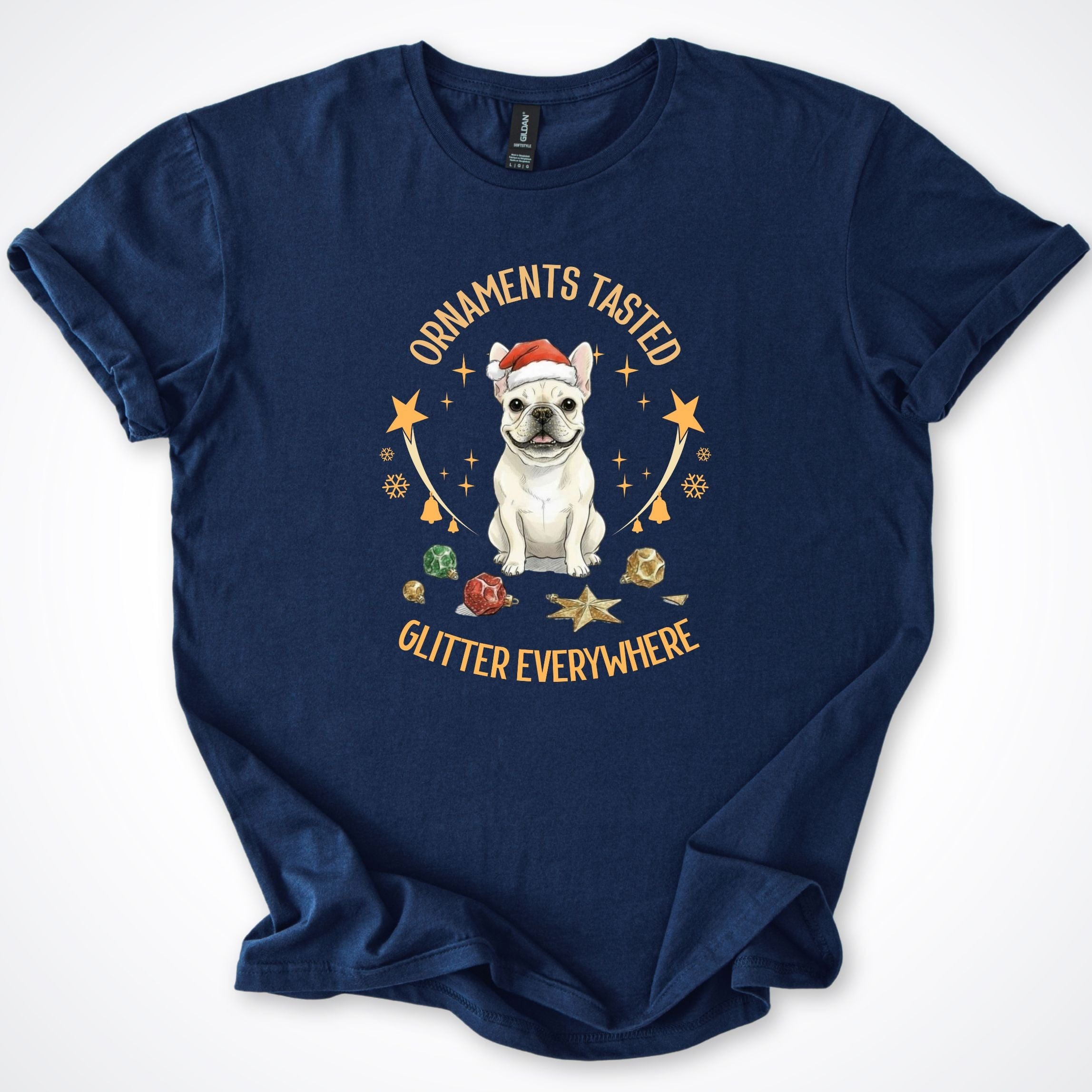 T-Shirt Navy / S Ornaments Tasted Frenchy Christmas T-Shirt ReallyintoDogs
