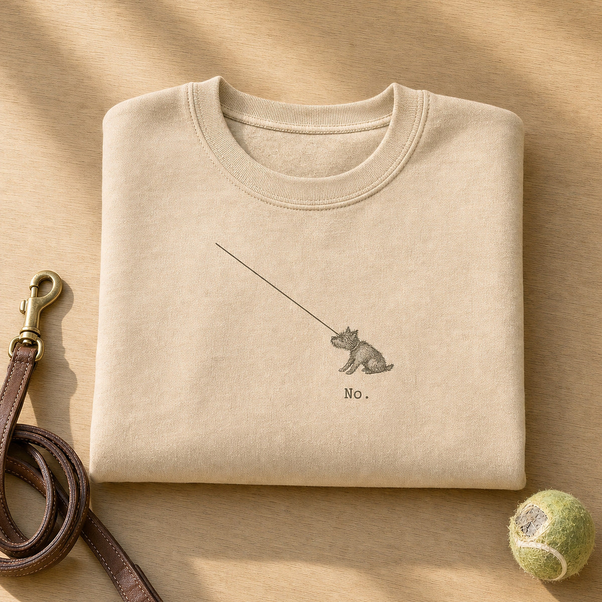 Oscar Says No crewneck sweatshirt in Sand, folded