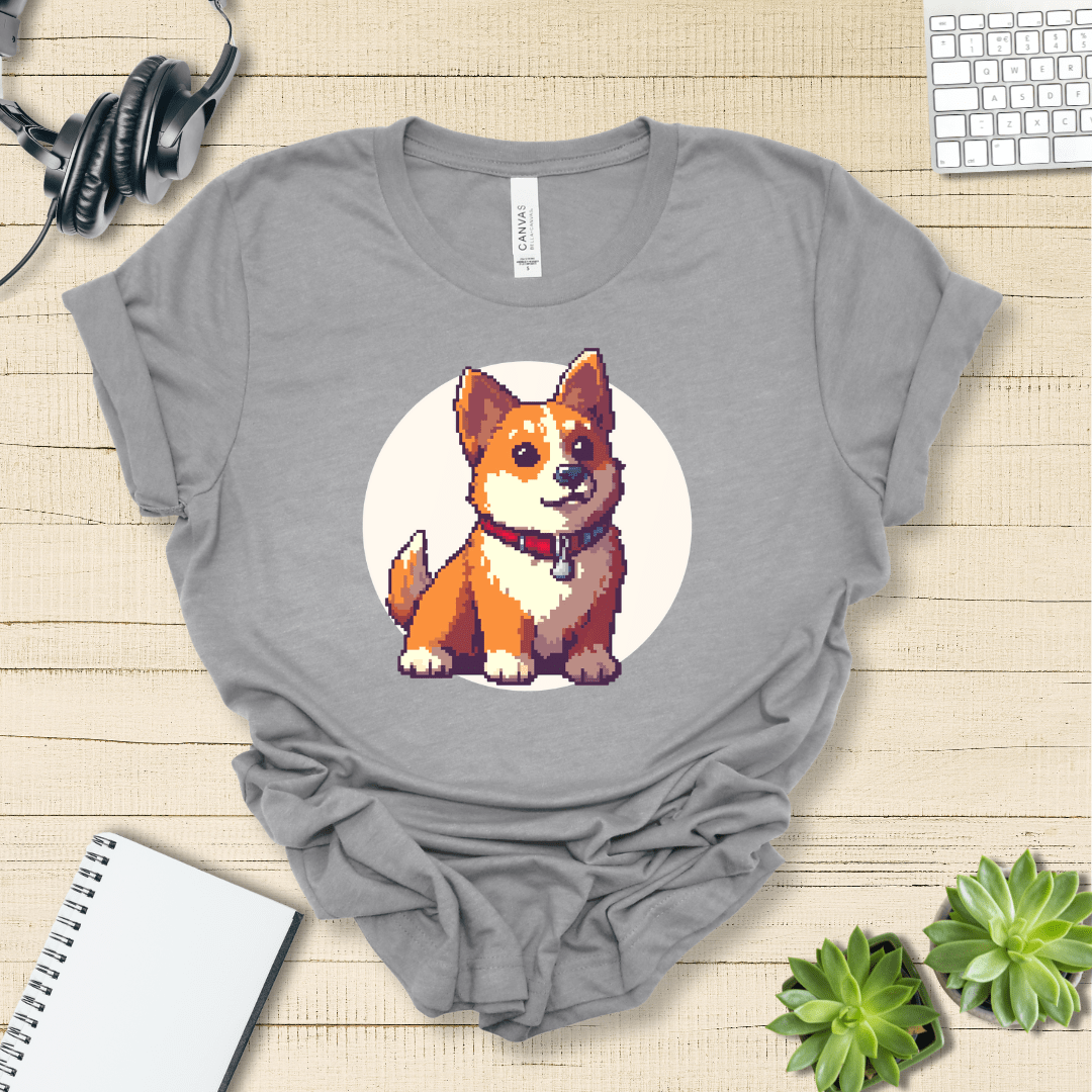 T-Shirt Athletic Heather / S Pixel Town Corgie Premium Unisex Tee - Fun Casual Wear for Dog Lovers --reallyintothat