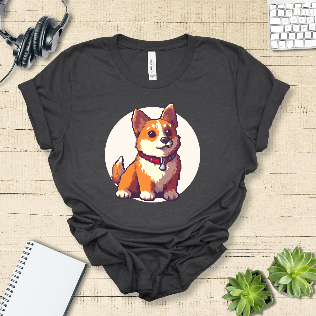 T-Shirt Dark Grey Heather / S Pixel Town Corgie Premium Unisex Tee - Fun Casual Wear for Dog Lovers --reallyintothat