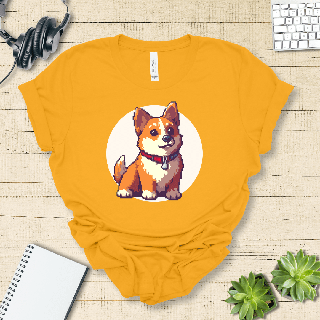 T-Shirt Gold / S Pixel Town Corgie Premium Unisex Tee - Fun Casual Wear for Dog Lovers --reallyintothat