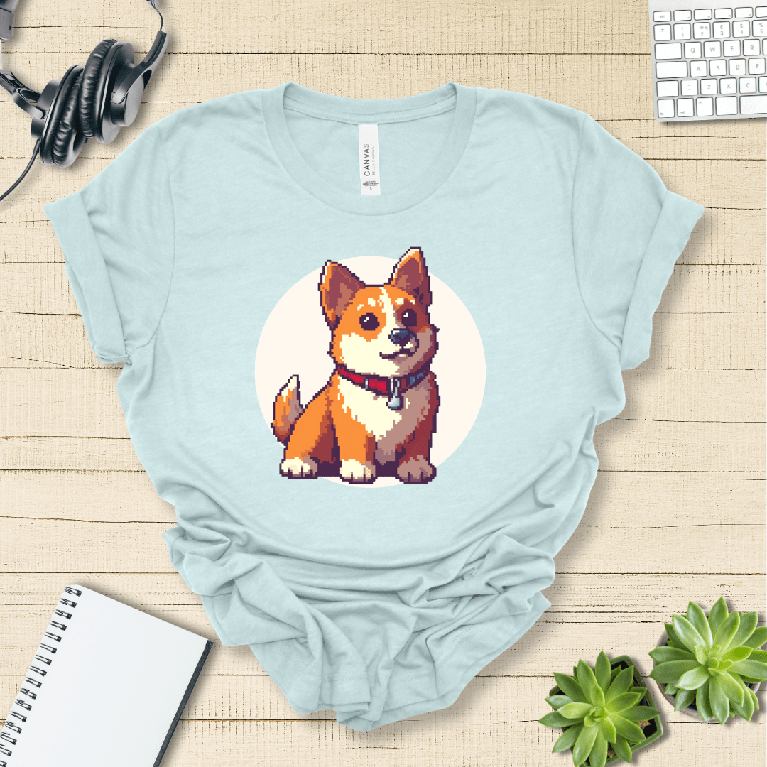 T-Shirt Heather Ice Blue / S Pixel Town Corgie Premium Unisex Tee - Fun Casual Wear for Dog Lovers --reallyintothat