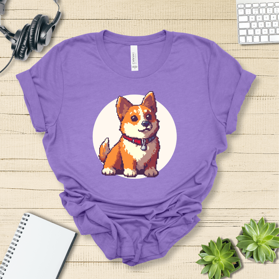 T-Shirt Heather Team Purple / S Pixel Town Corgie Premium Unisex Tee - Fun Casual Wear for Dog Lovers --reallyintothat