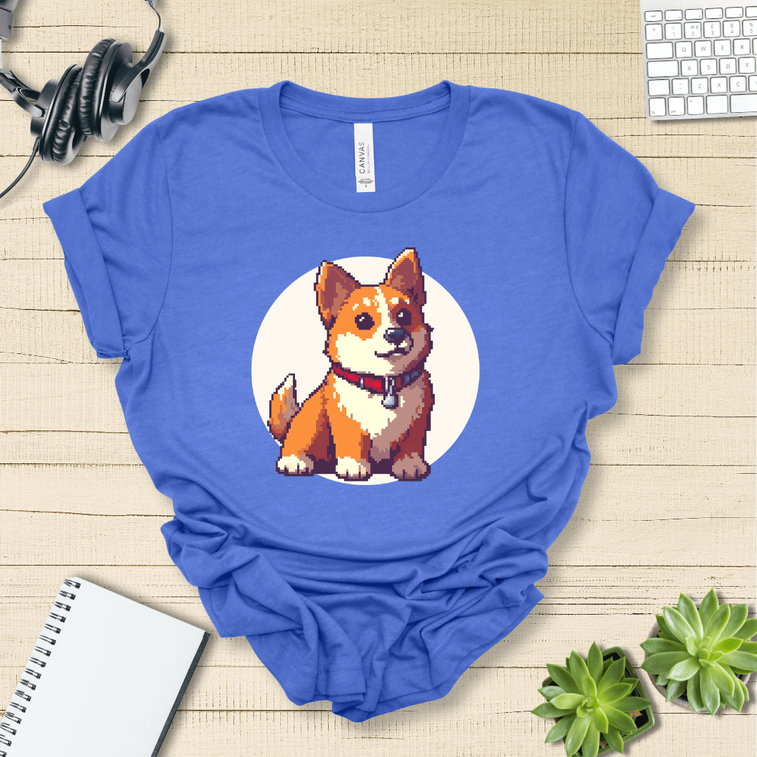 T-Shirt Heather True Royal / S Pixel Town Corgie Premium Unisex Tee - Fun Casual Wear for Dog Lovers --reallyintothat