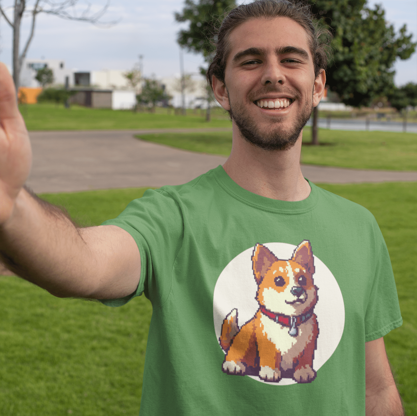 T-Shirt Pixel Town Corgie Premium Unisex Tee - Fun Casual Wear for Dog Lovers --reallyintothat