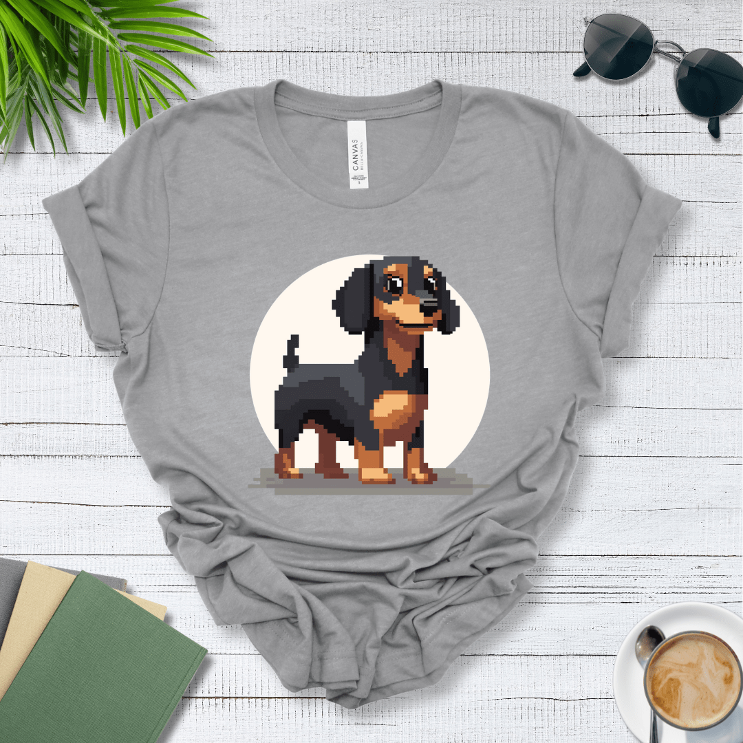 T-Shirt Athletic Heather / S Pixel Town Dachshund Premium Unisex Tee - Fun Casual Wear for Dog Lovers --reallyintothat