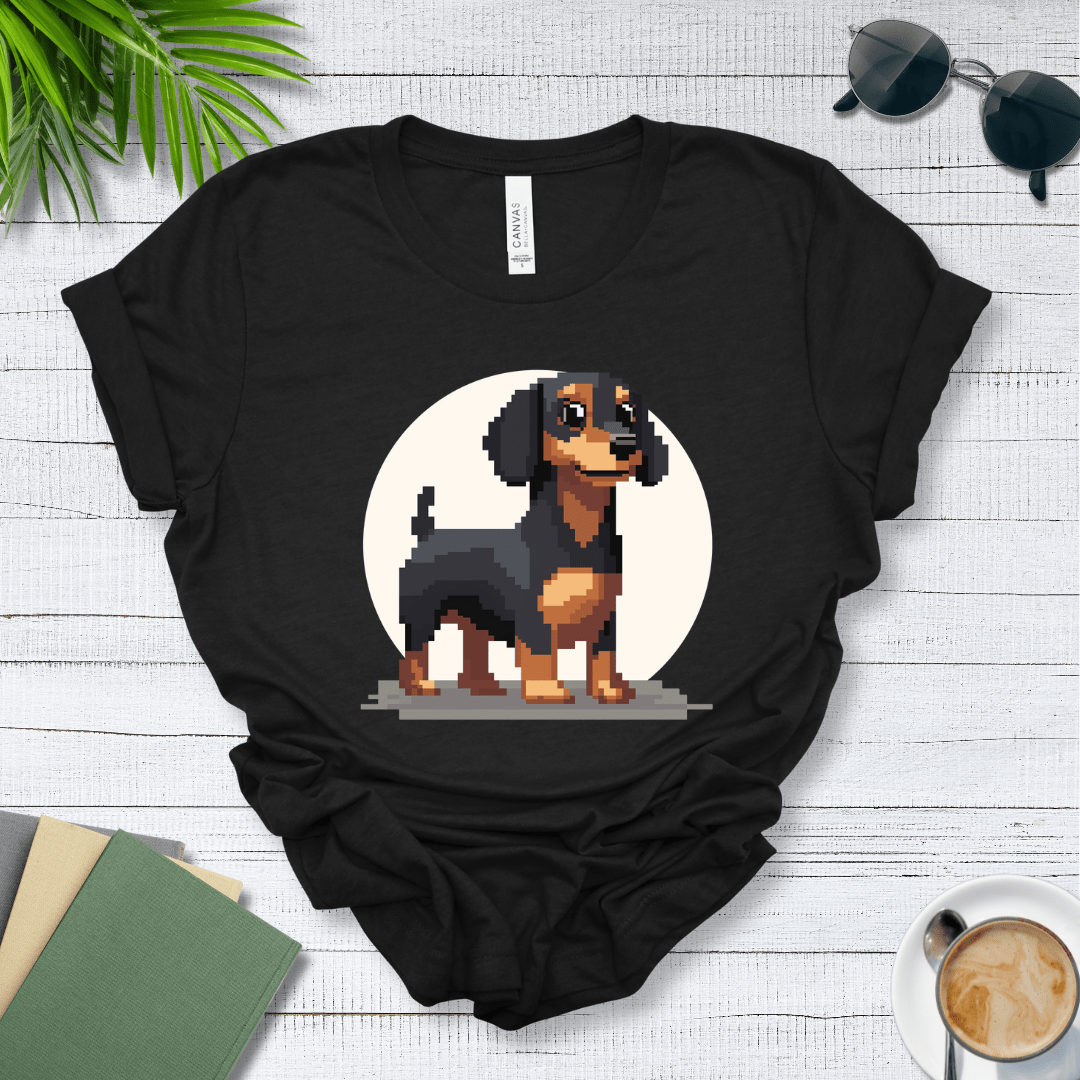 T-Shirt Black Heather / S Pixel Town Dachshund Premium Unisex Tee - Fun Casual Wear for Dog Lovers --reallyintothat