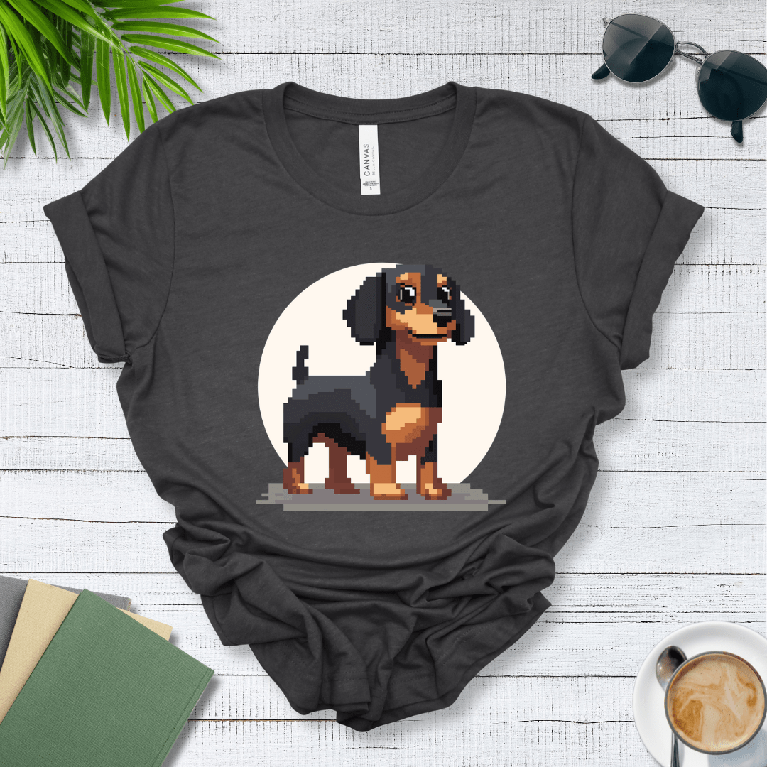 T-Shirt Dark Grey Heather / S Pixel Town Dachshund Premium Unisex Tee - Fun Casual Wear for Dog Lovers --reallyintothat