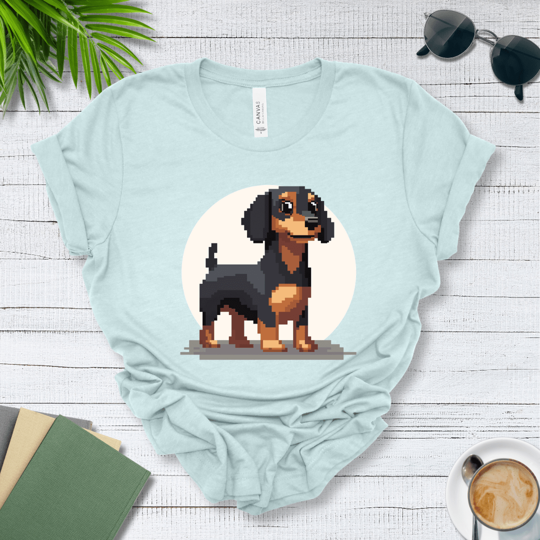 T-Shirt Heather Ice Blue / S Pixel Town Dachshund Premium Unisex Tee - Fun Casual Wear for Dog Lovers --reallyintothat