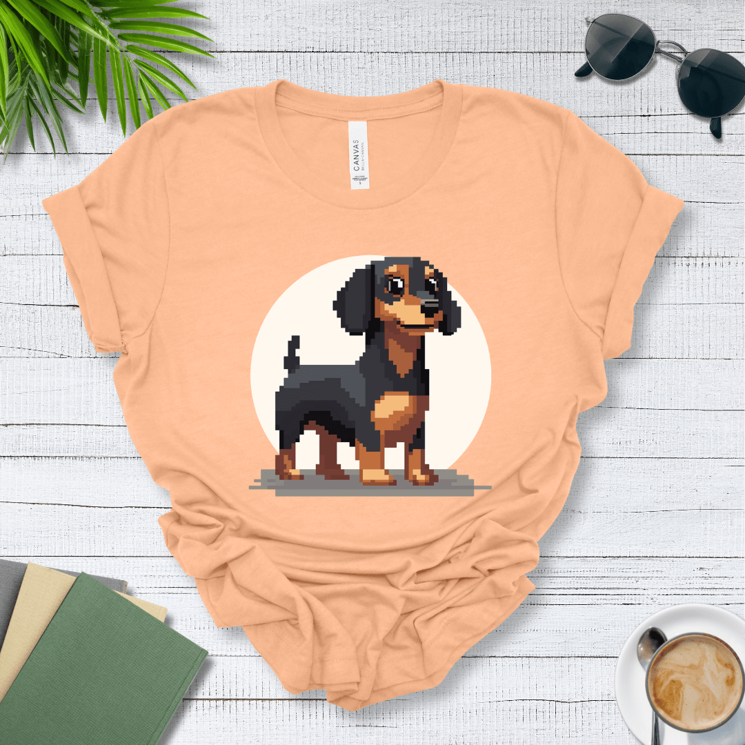 T-Shirt Heather Peach / S Pixel Town Dachshund Premium Unisex Tee - Fun Casual Wear for Dog Lovers --reallyintothat