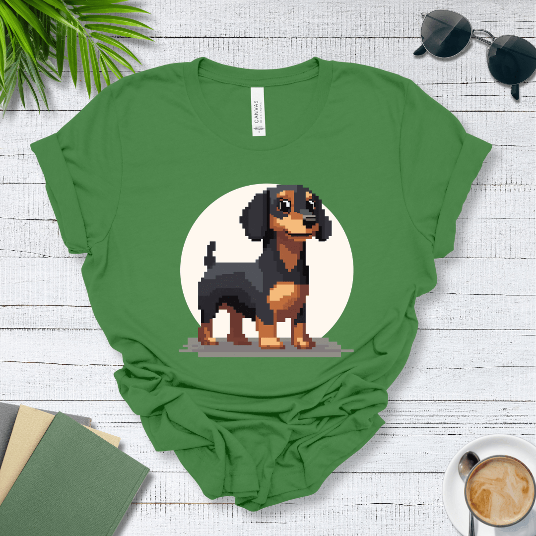 T-Shirt Leaf / S Pixel Town Dachshund Premium Unisex Tee - Fun Casual Wear for Dog Lovers --reallyintothat