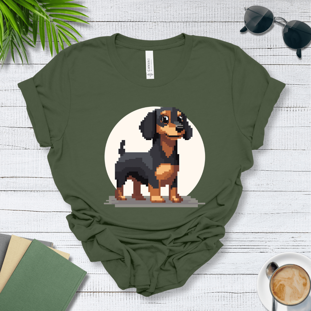 T-Shirt Military Green / S Pixel Town Dachshund Premium Unisex Tee - Fun Casual Wear for Dog Lovers --reallyintothat