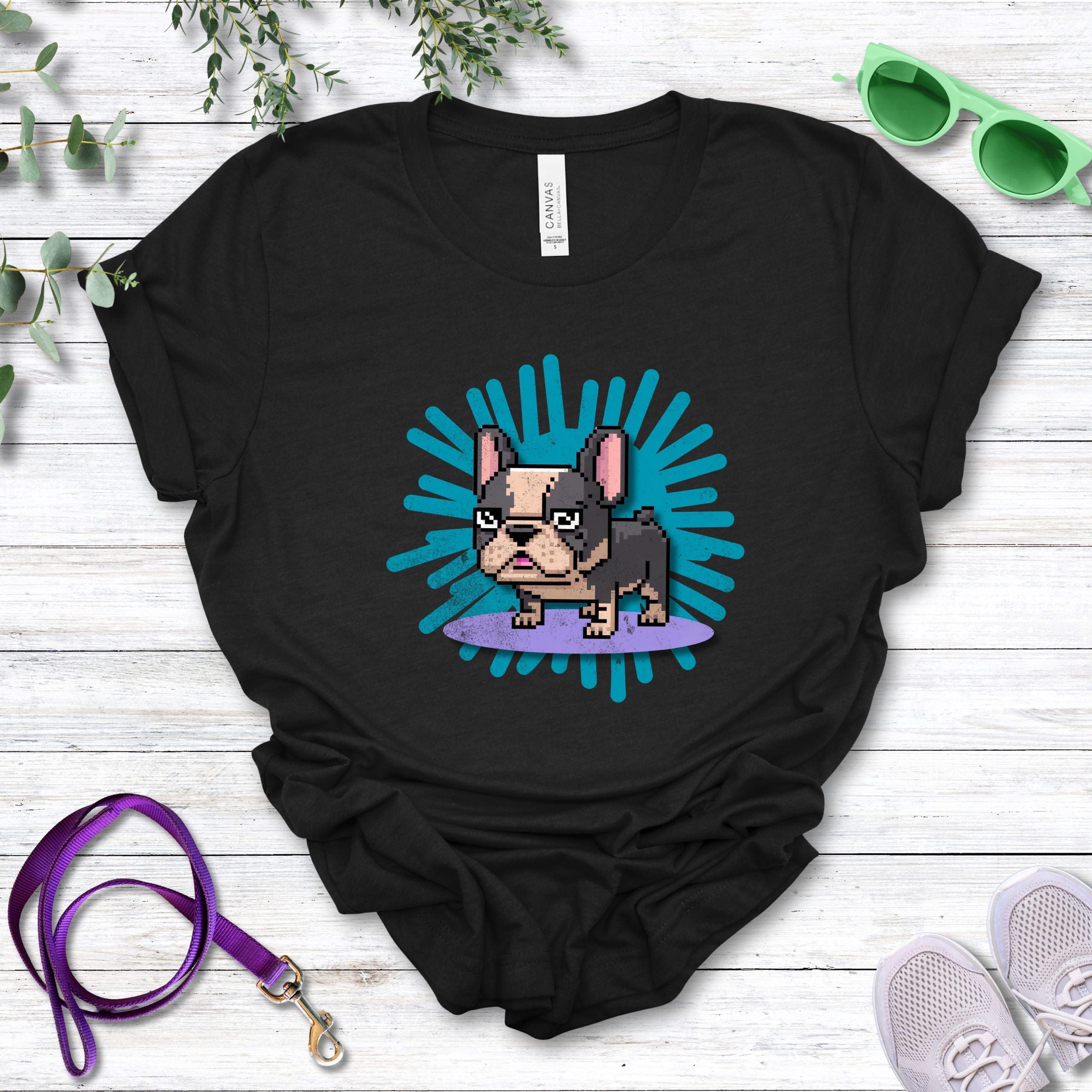 T-Shirt Black Heather / S Pixel Town French Bulldog Premium Unisex T-Shirt --reallyintothat