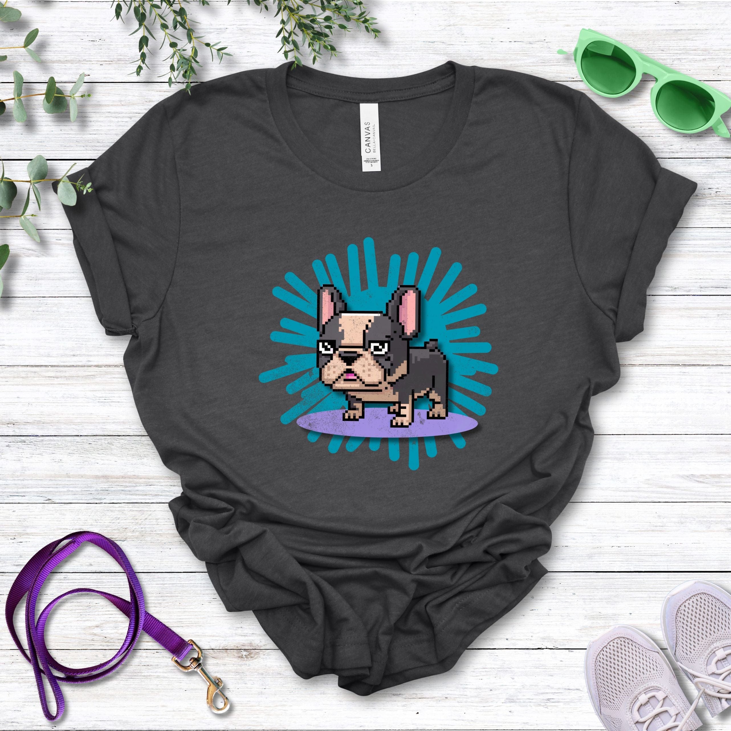 T-Shirt Dark Grey Heather / S Pixel Town French Bulldog Premium Unisex T-Shirt --reallyintothat