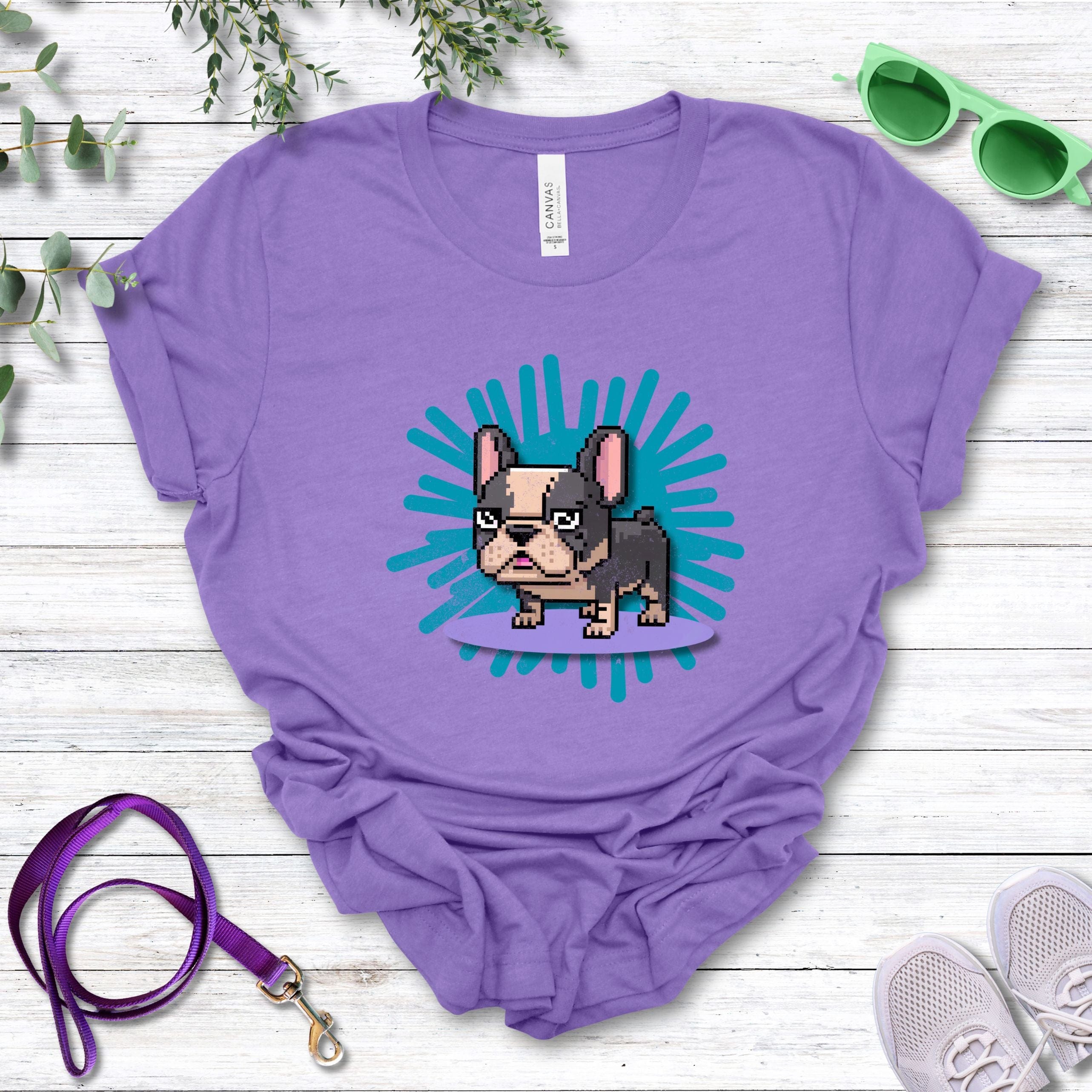 T-Shirt Heather Team Purple / S Pixel Town French Bulldog Premium Unisex T-Shirt --reallyintothat