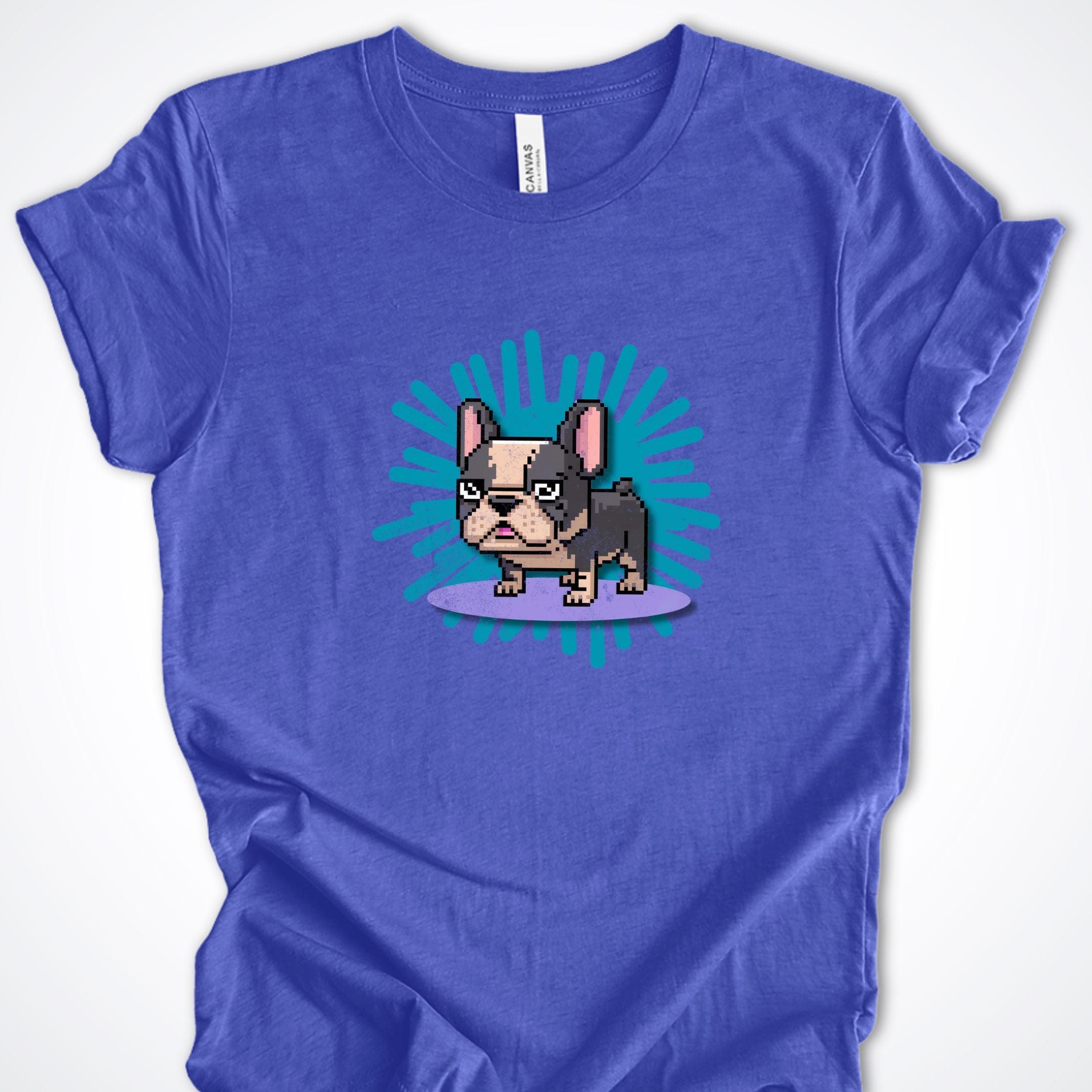 T-Shirt Heather True Royal / S Pixel Town French Bulldog Premium Unisex T-Shirt ReallyintoDogs