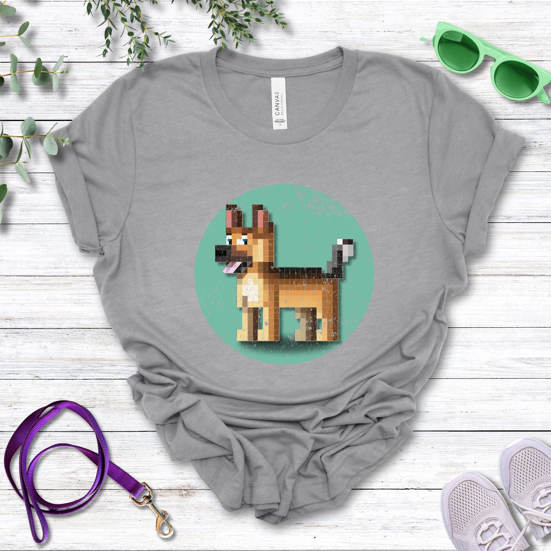 T-Shirt Athletic Heather / S Pixel Town German Shepherd Premium Unisex T-Shirt --reallyintothat