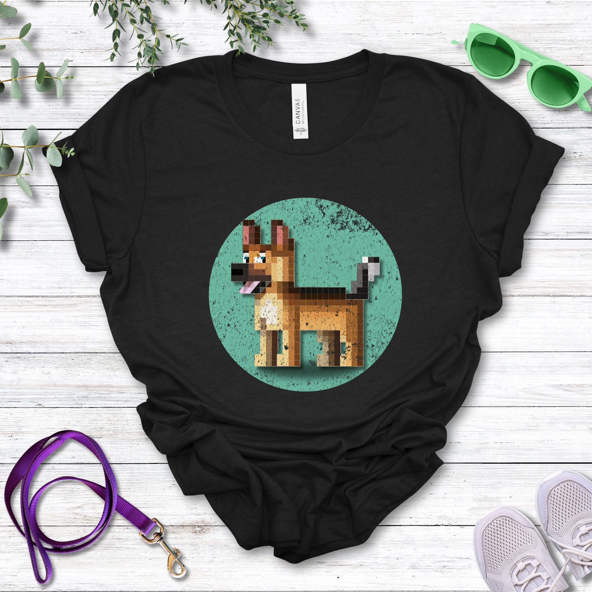 T-Shirt Black Heather / S Pixel Town German Shepherd Premium Unisex T-Shirt --reallyintothat