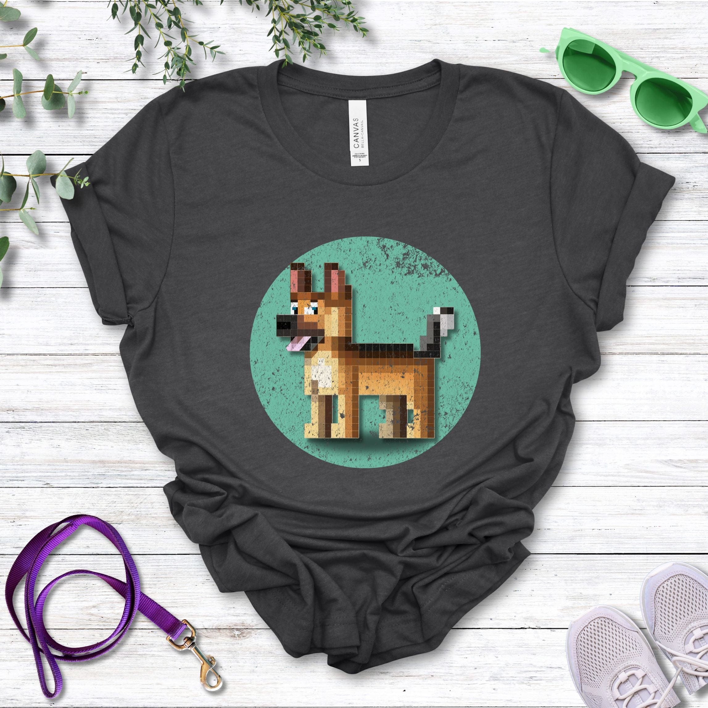 T-Shirt Dark Grey Heather / S Pixel Town German Shepherd Premium Unisex T-Shirt --reallyintothat