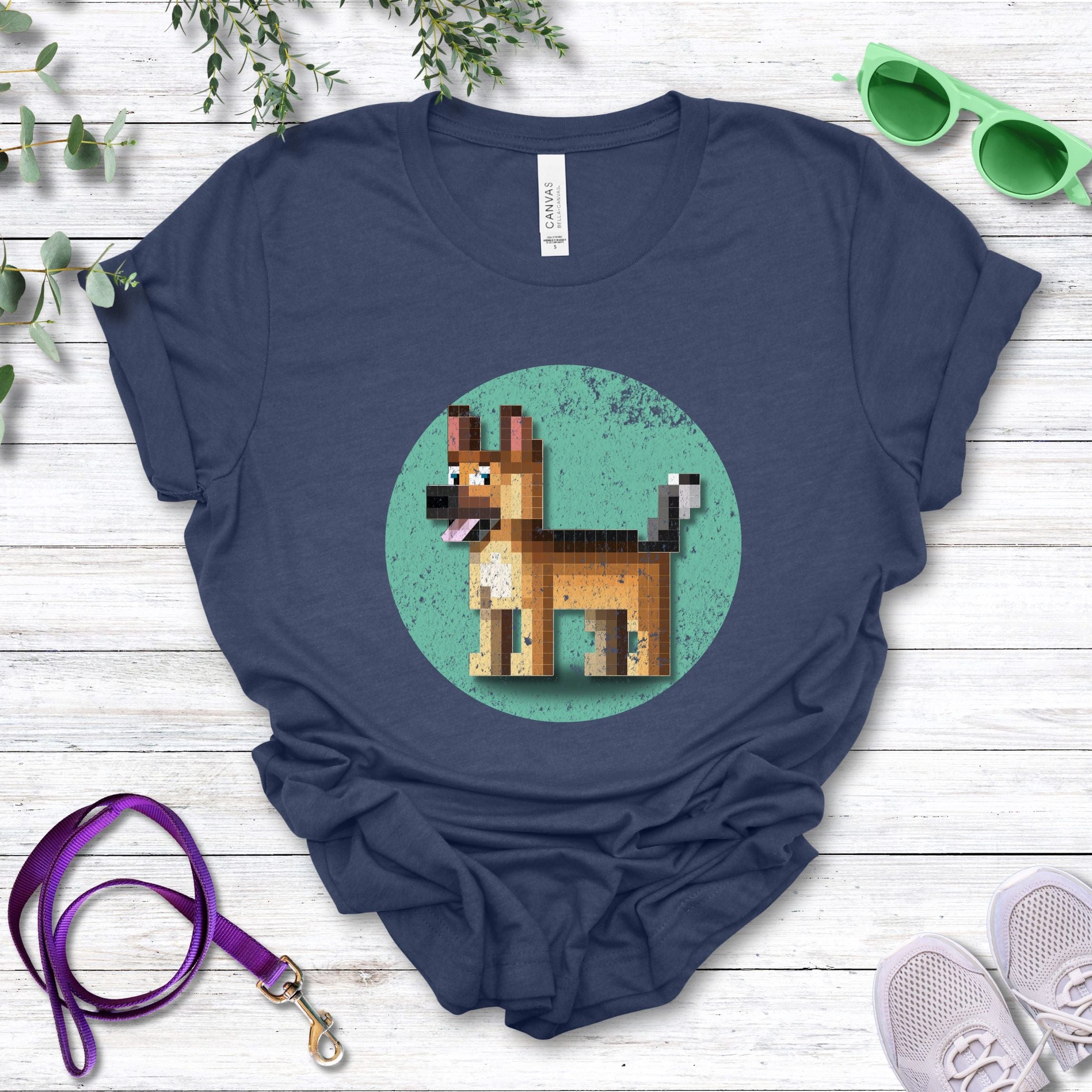 T-Shirt Heather Navy / S Pixel Town German Shepherd Premium Unisex T-Shirt --reallyintothat