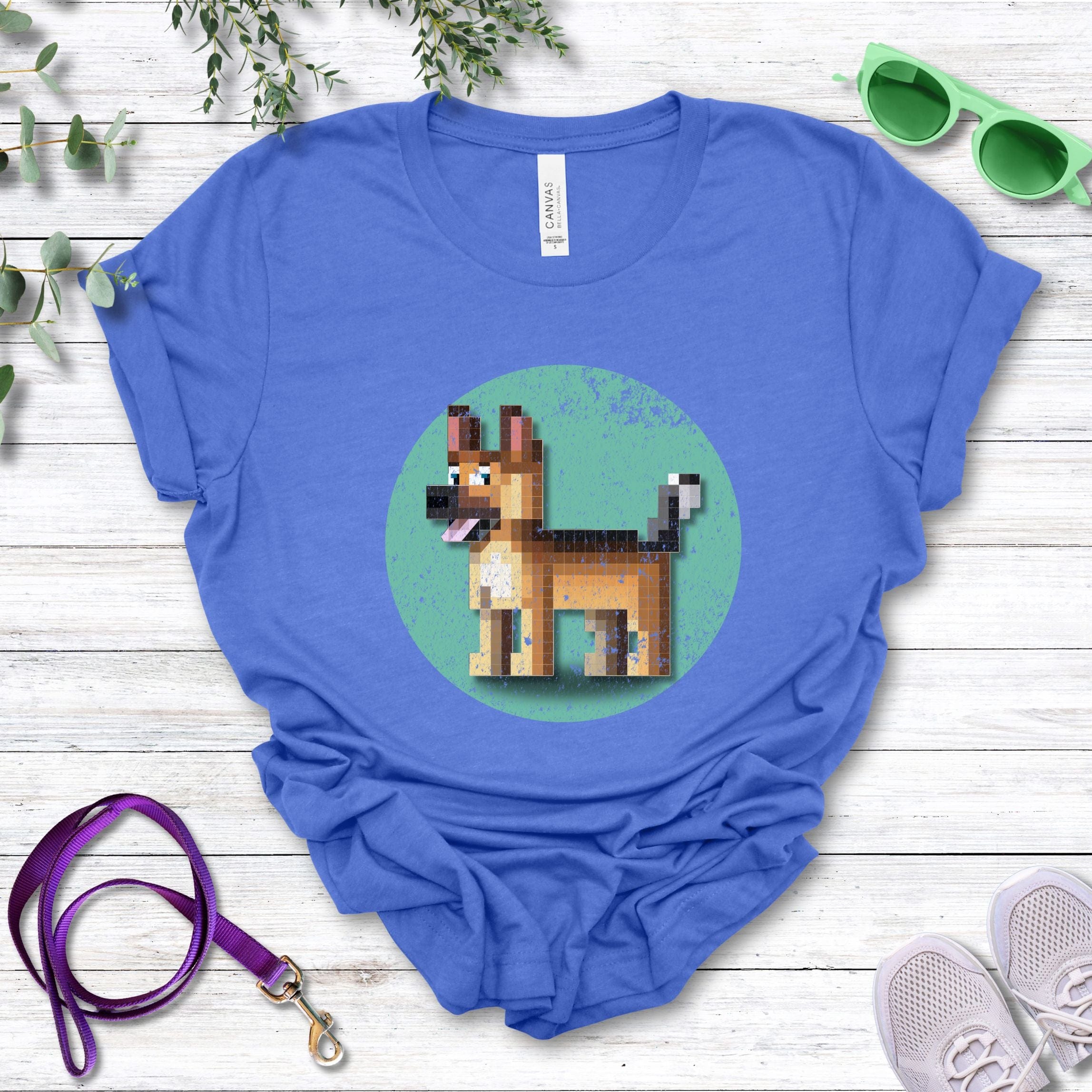 T-Shirt Heather True Royal / S Pixel Town German Shepherd Premium Unisex T-Shirt --reallyintothat