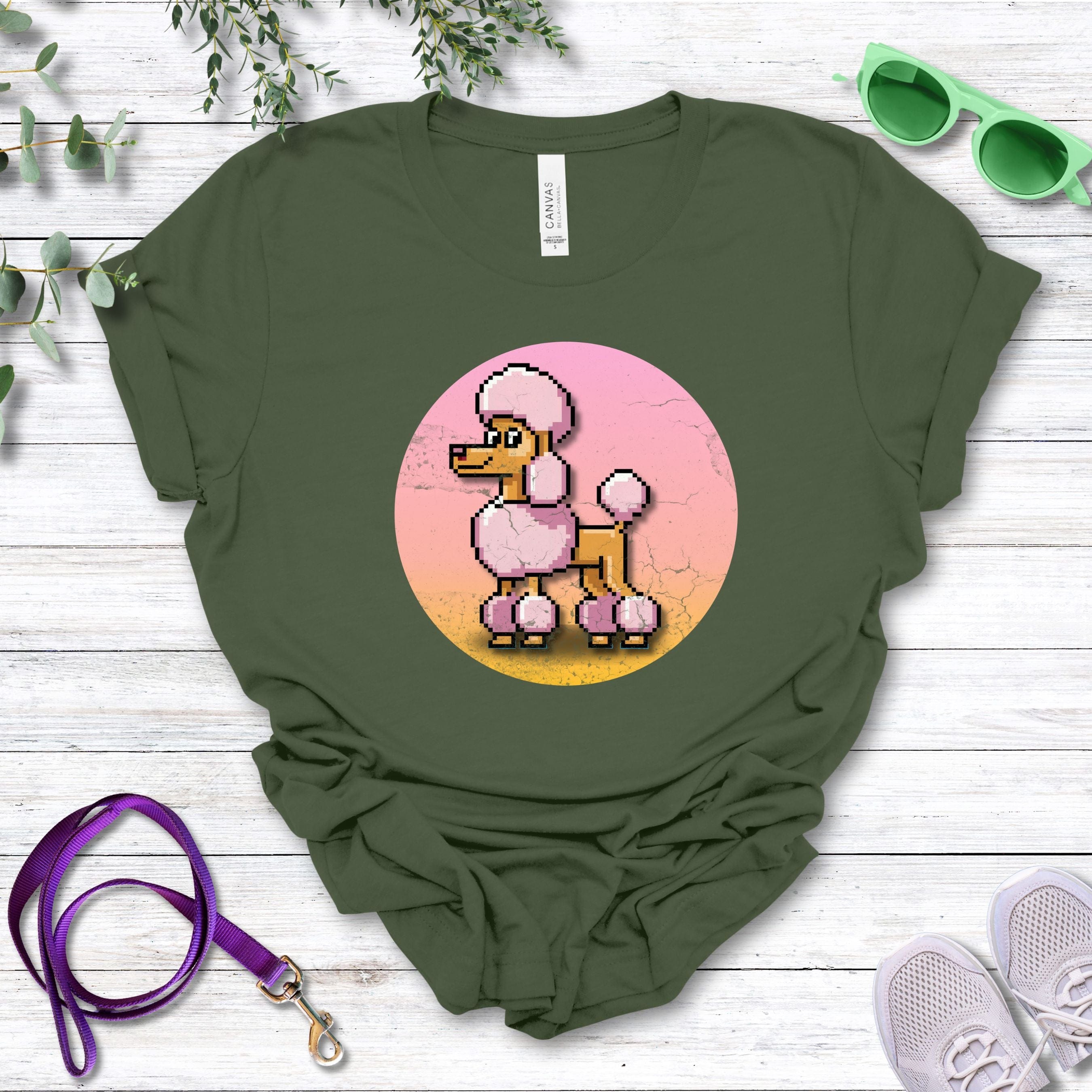 T-Shirt Military Green / S Pixel Town Poodle Premium Unisex T-Shirt --reallyintothat