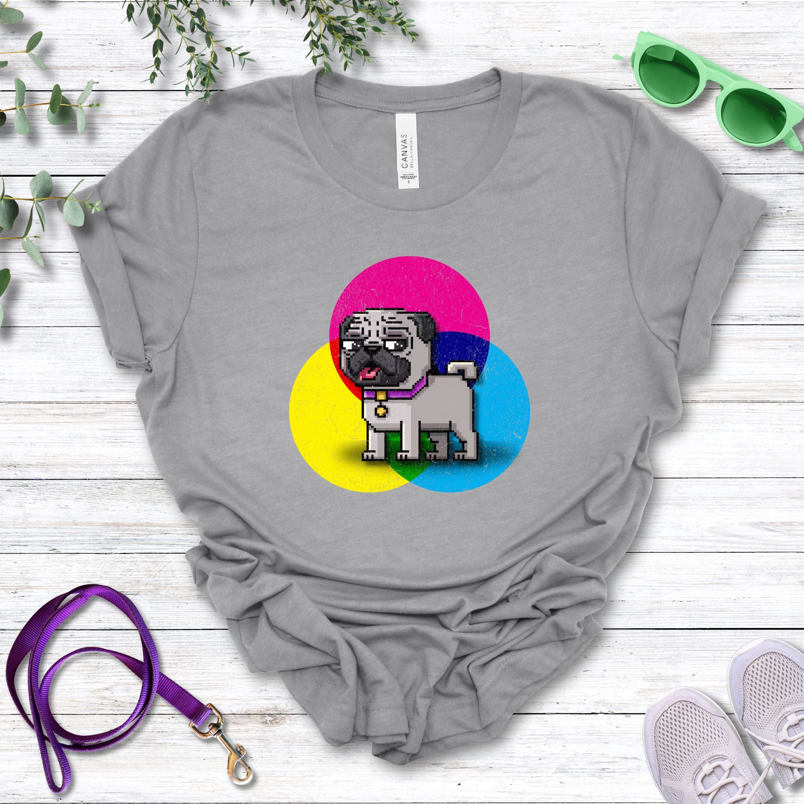 T-Shirt Athletic Heather / S Pixel Town Pug Premium Unisex T-Shirt --reallyintothat