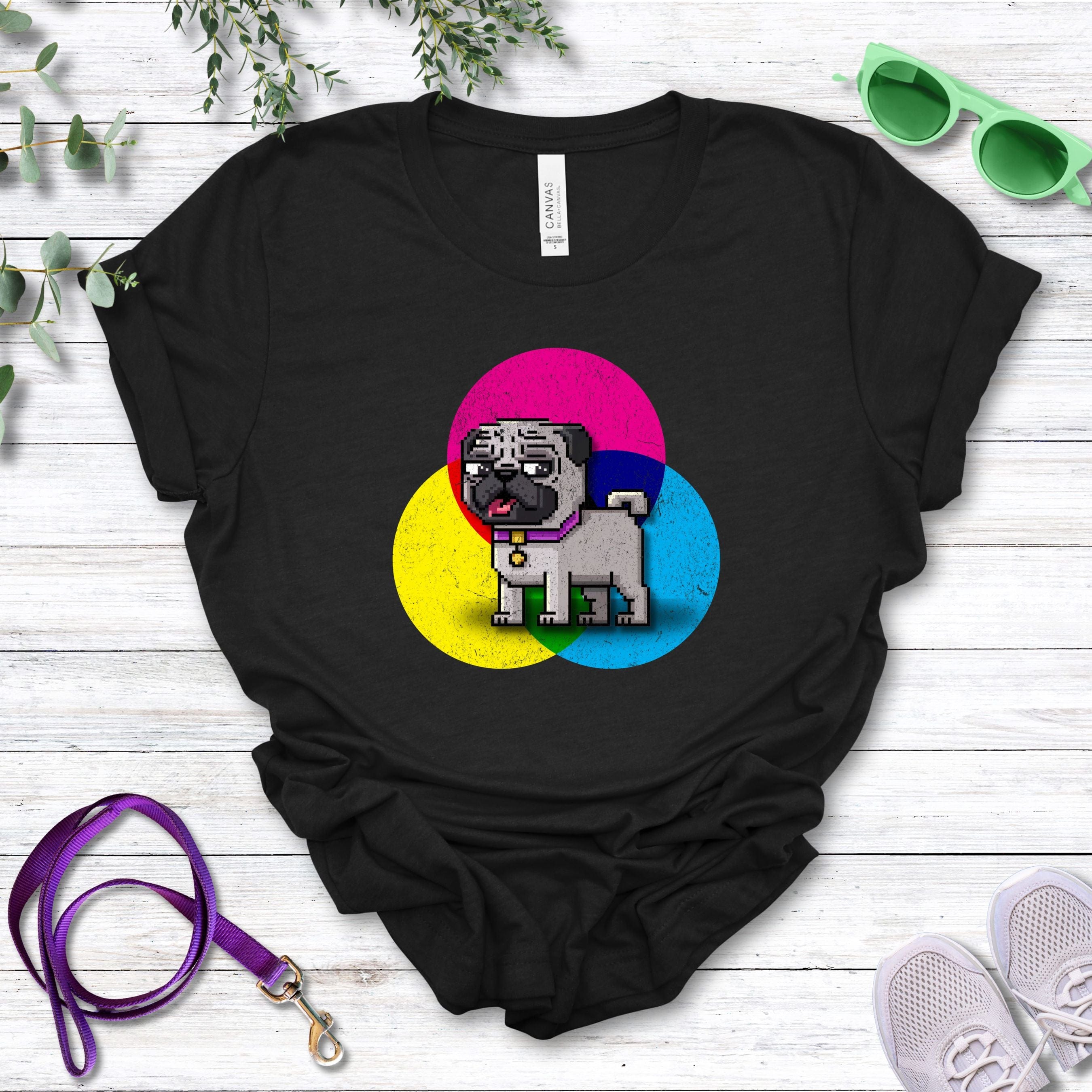 T-Shirt Black Heather / S Pixel Town Pug Premium Unisex T-Shirt --reallyintothat