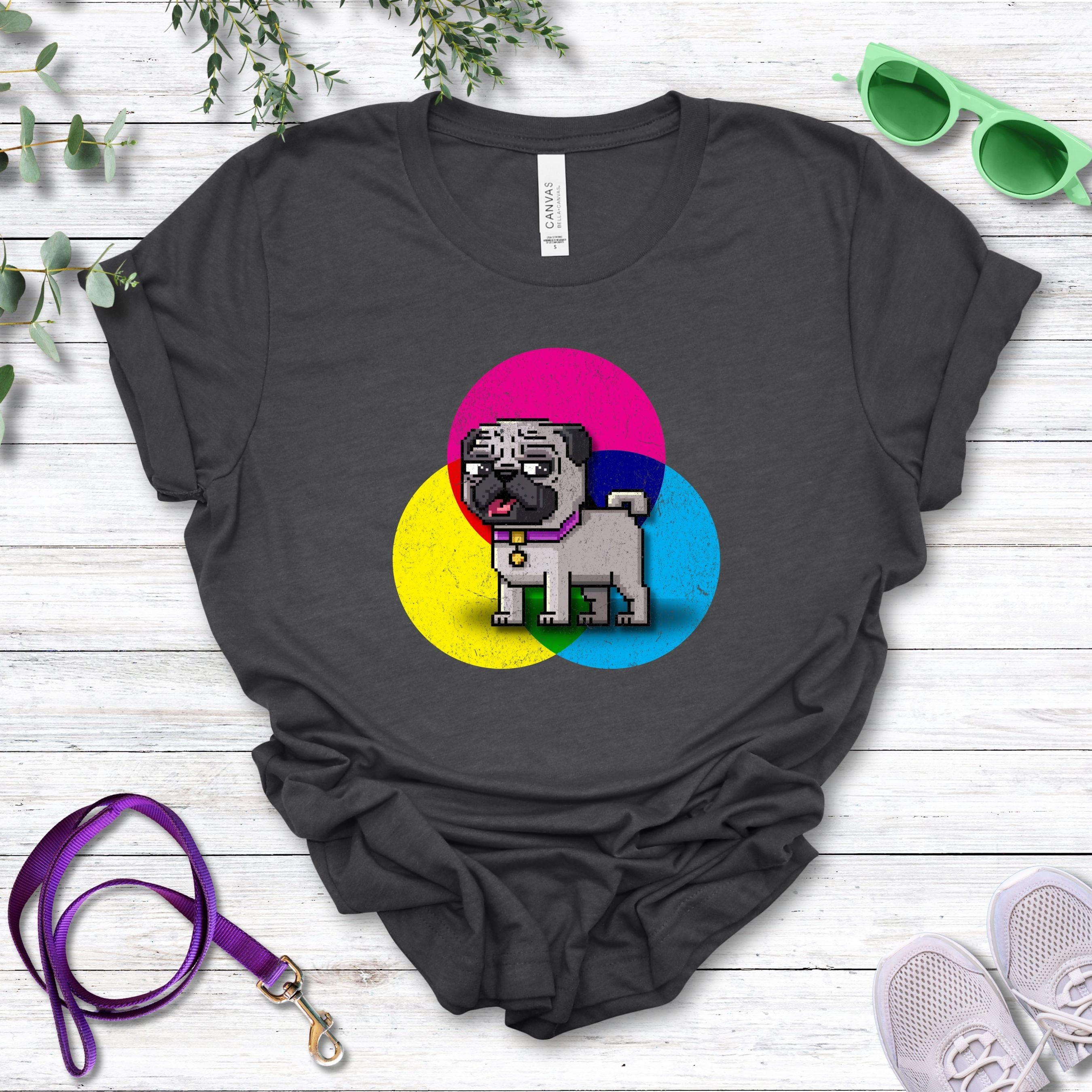 T-Shirt Dark Grey Heather / S Pixel Town Pug Premium Unisex T-Shirt --reallyintothat