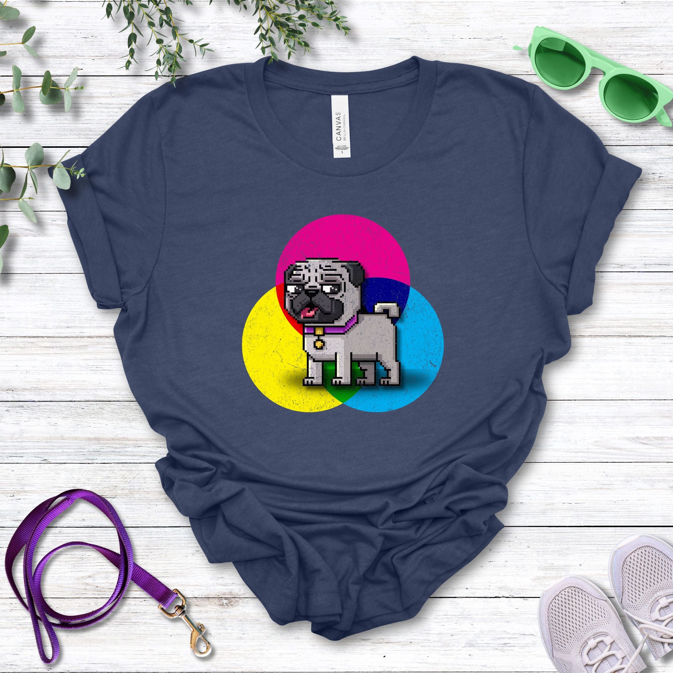 T-Shirt Heather Navy / S Pixel Town Pug Premium Unisex T-Shirt --reallyintothat