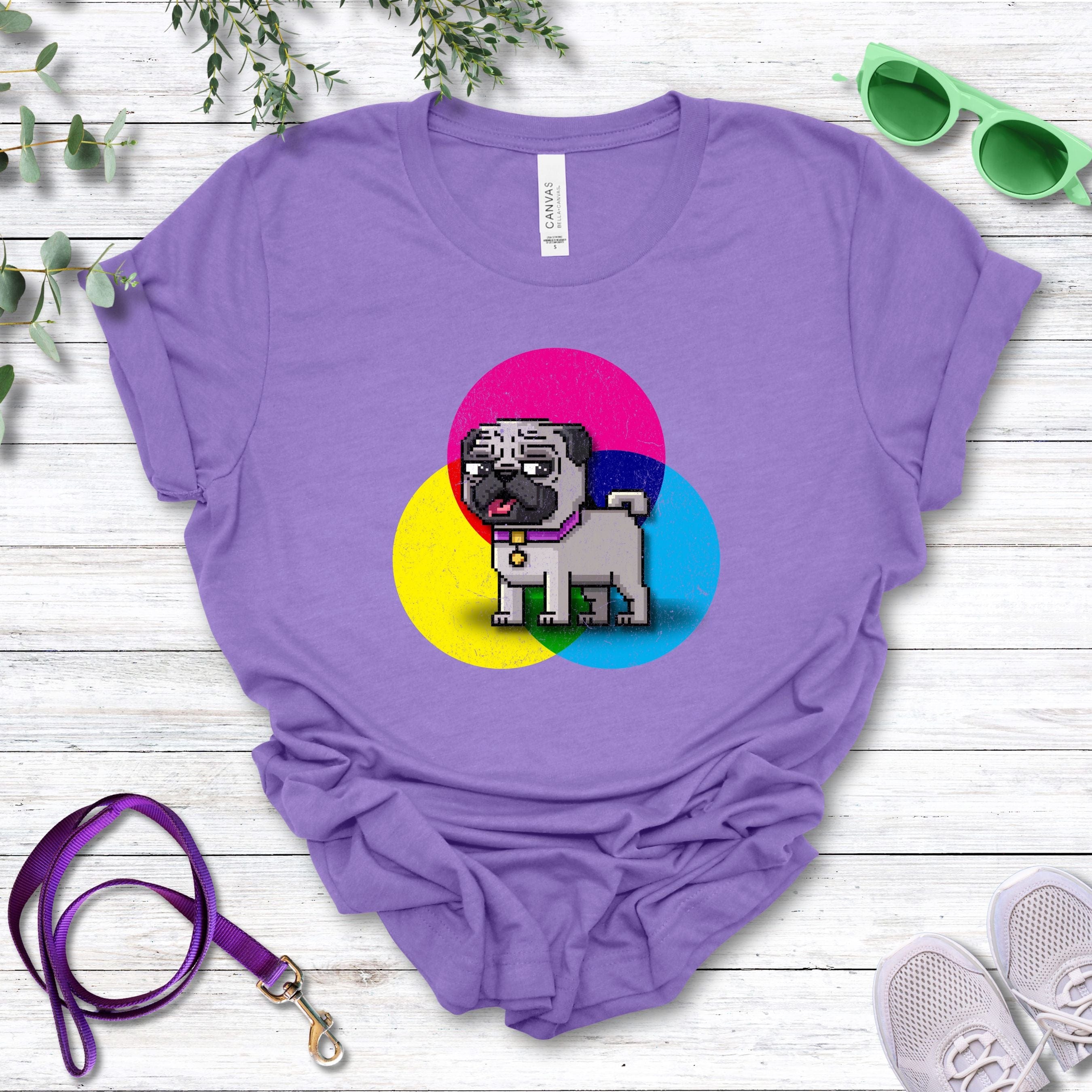 T-Shirt Heather Team Purple / S Pixel Town Pug Premium Unisex T-Shirt --reallyintothat