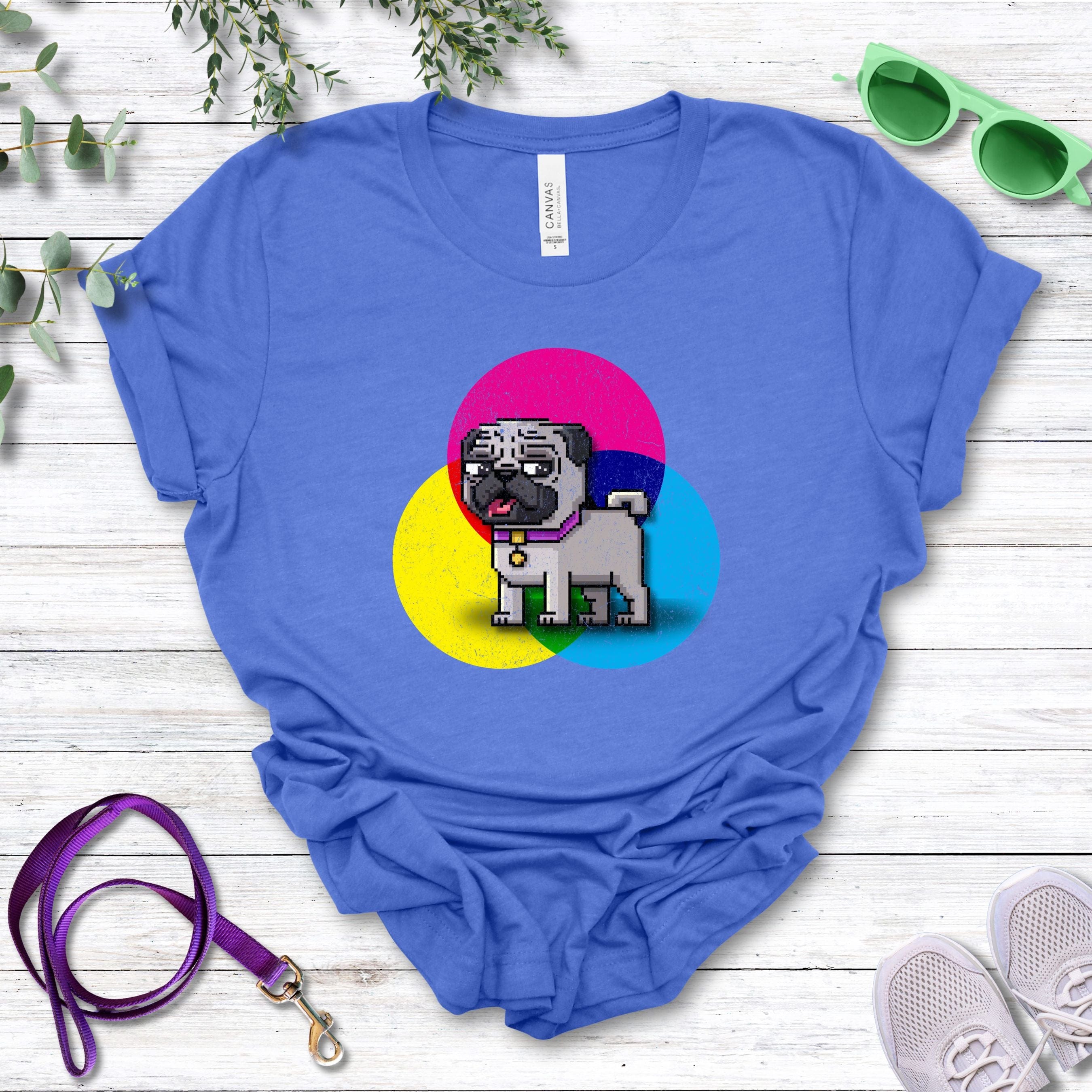 T-Shirt Heather True Royal / S Pixel Town Pug Premium Unisex T-Shirt --reallyintothat