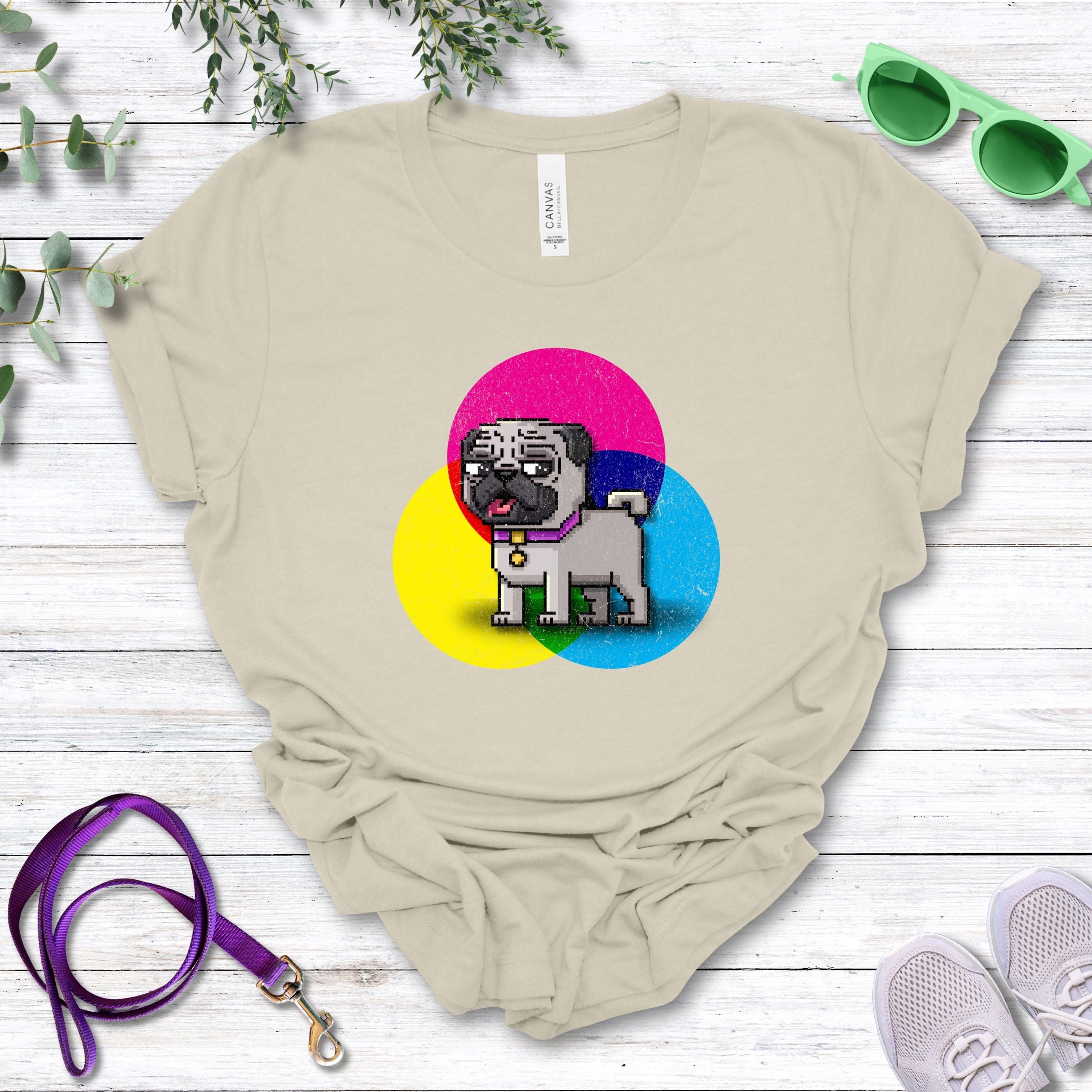 T-Shirt Natural / S Pixel Town Pug Premium Unisex T-Shirt --reallyintothat