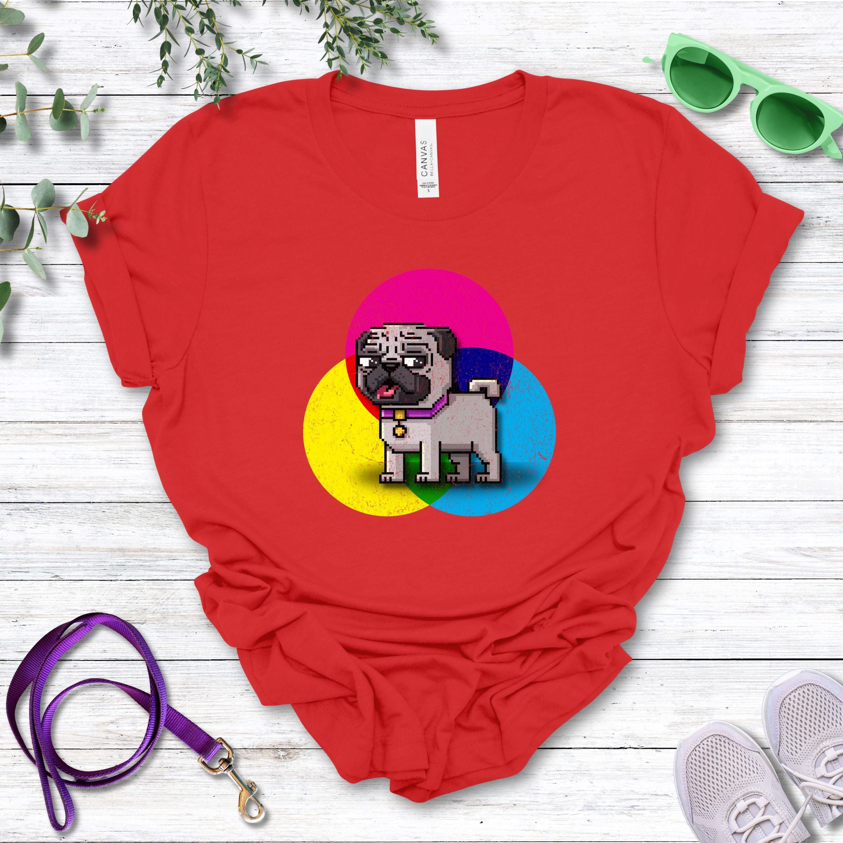 T-Shirt Red / S Pixel Town Pug Premium Unisex T-Shirt --reallyintothat