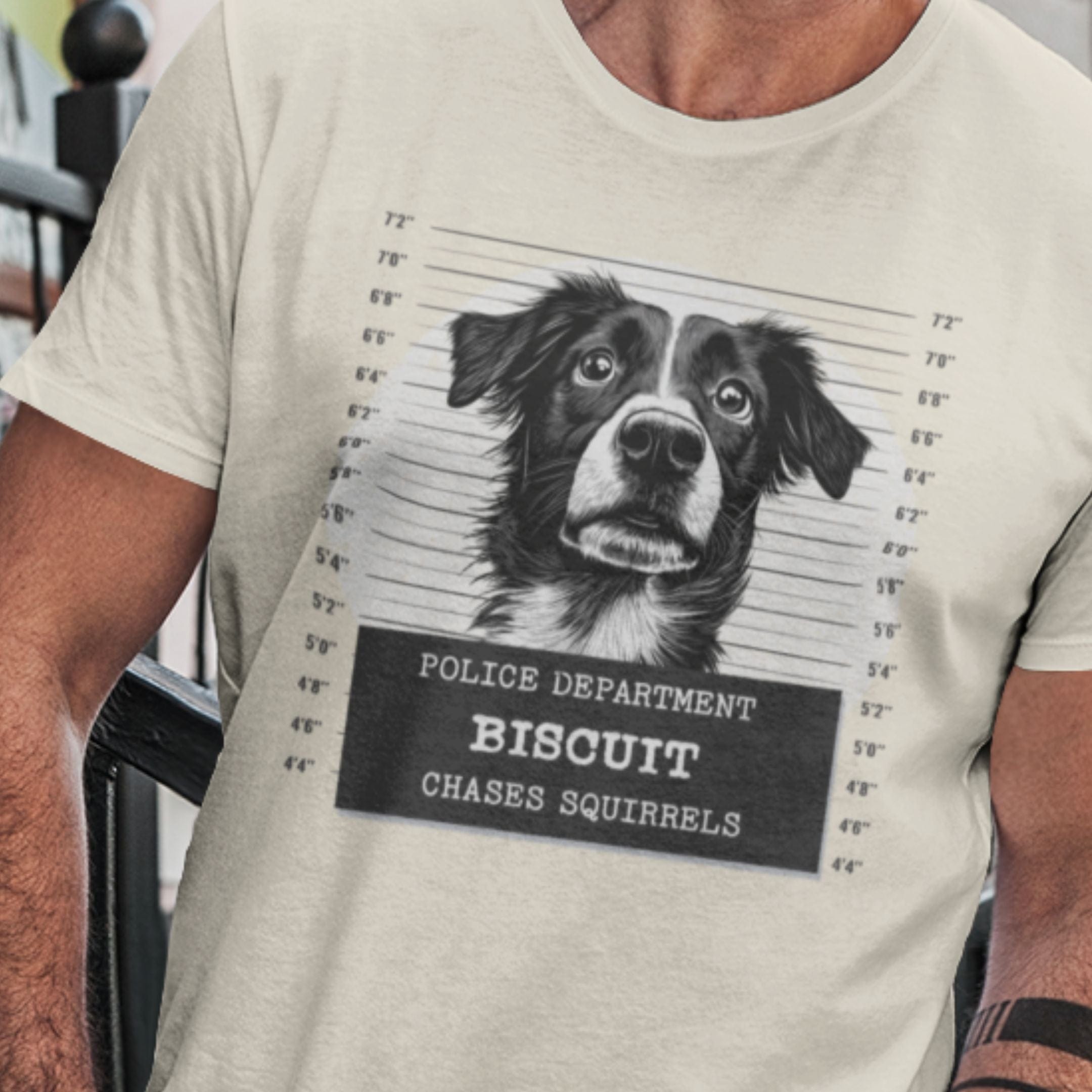 T-Shirt Police Lineup - Chases Squirrels Premium Unisex T-Shirt ReallyintoDogs