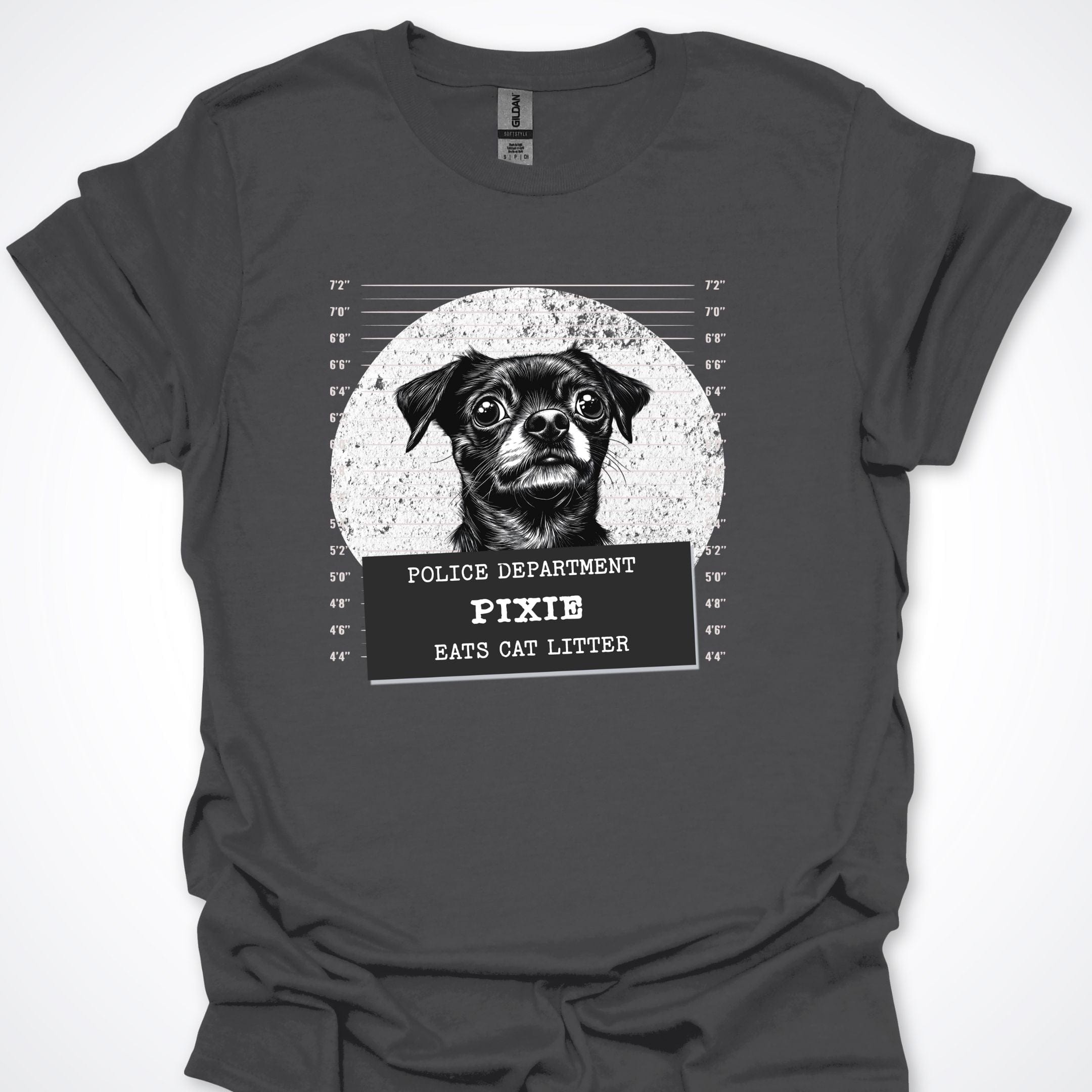 T-Shirt Charcoal / S Police Lineup - Eats Kitty Litter Premium Unisex T-Shirt ReallyintoDogs