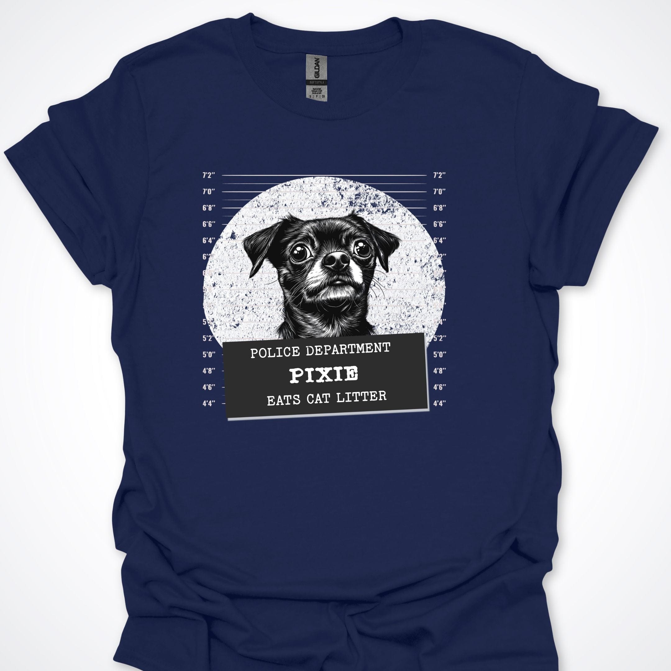 T-Shirt Navy / S Police Lineup - Eats Kitty Litter Premium Unisex T-Shirt ReallyintoDogs