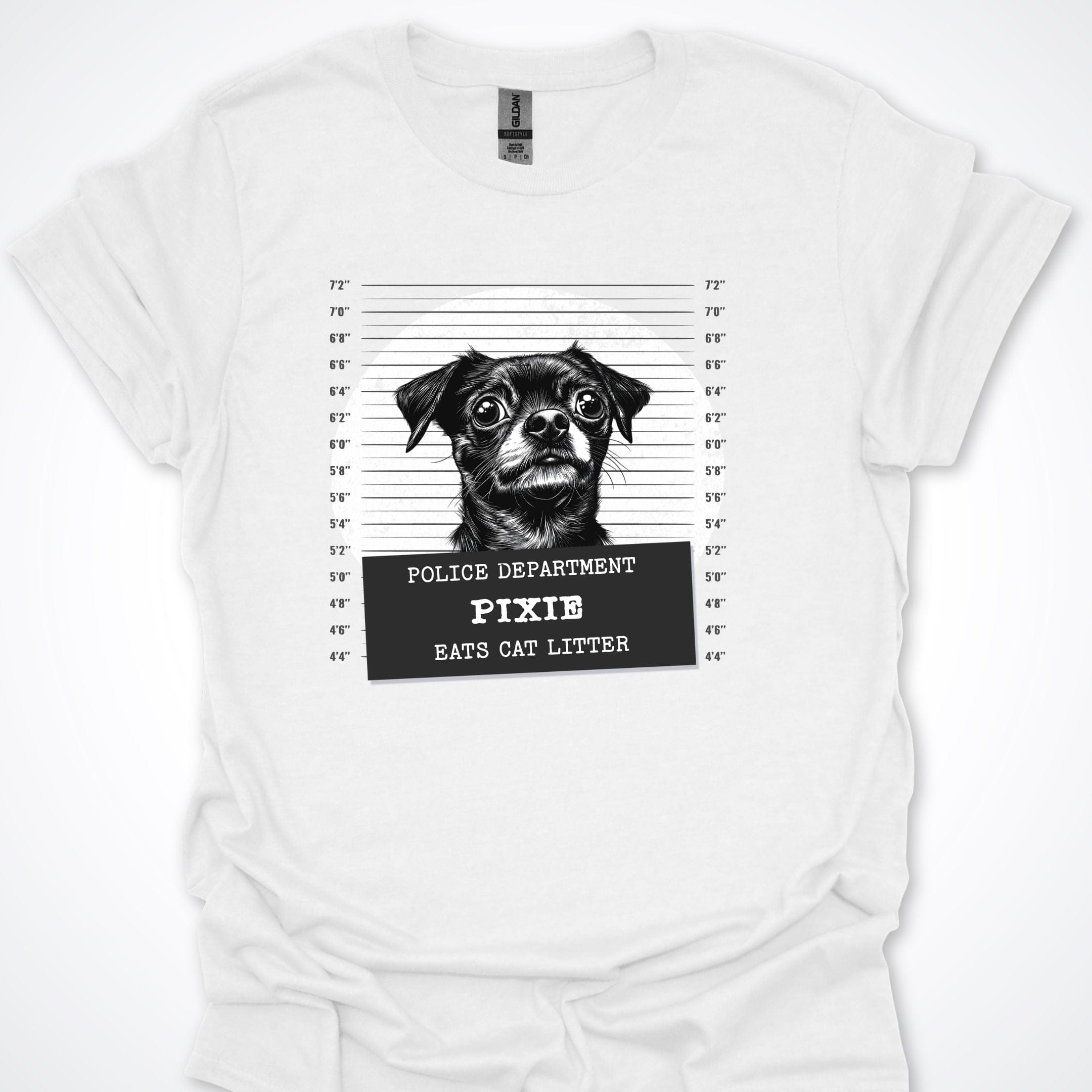 T-Shirt White / S Police Lineup - Eats Kitty Litter Premium Unisex T-Shirt ReallyintoDogs