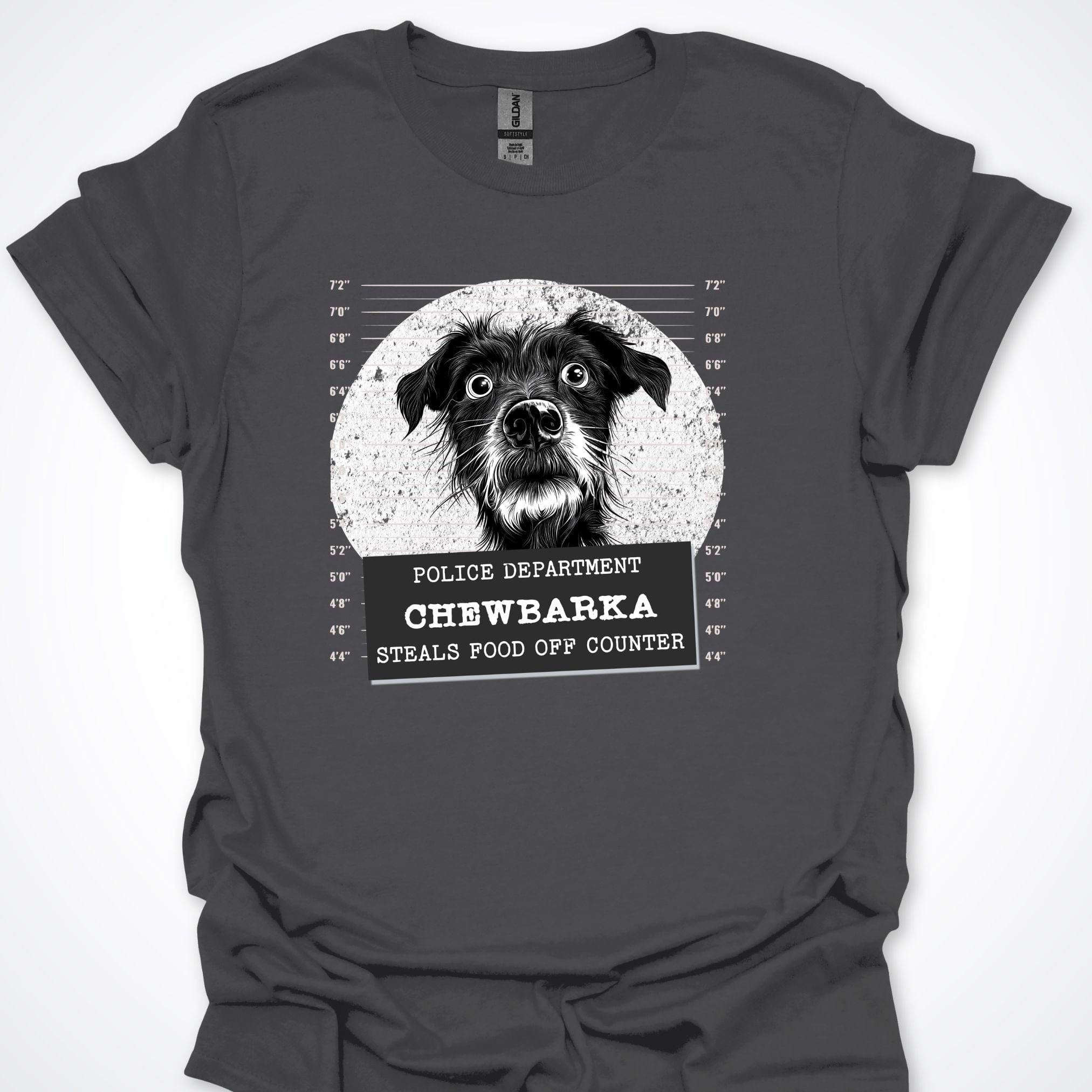 T-Shirt Charcoal / S Police Lineup - Steals Food Off Counter Premium Unisex T-Shirt ReallyintoDogs