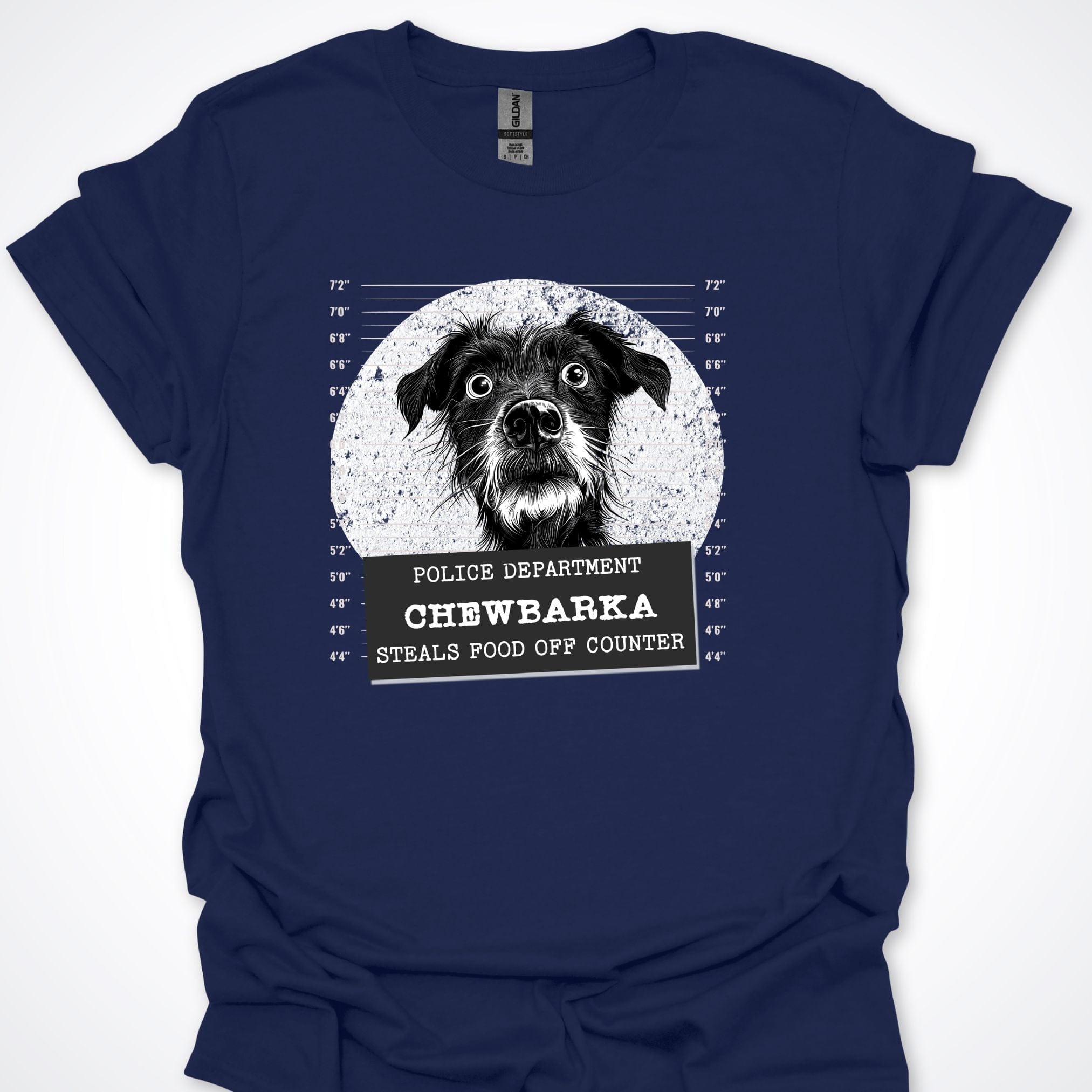 T-Shirt Navy / S Police Lineup - Steals Food Off Counter Premium Unisex T-Shirt ReallyintoDogs