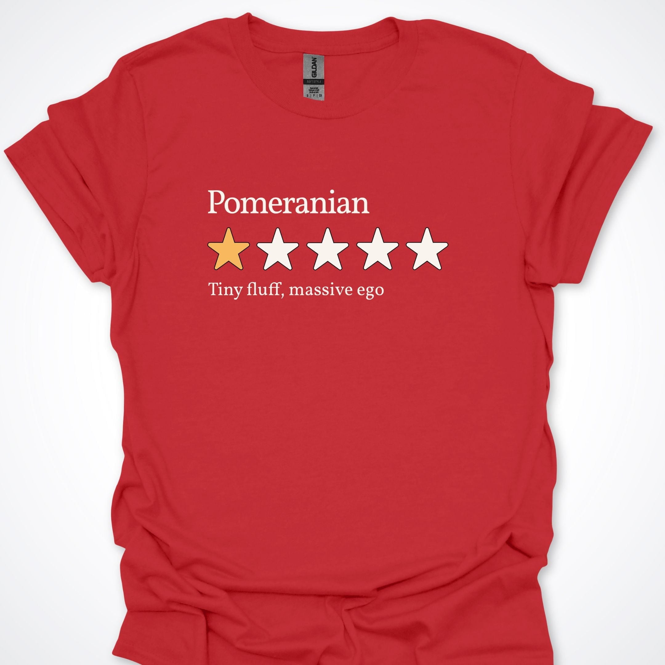 T-Shirt Red / S Pomeranian One Star Review Premium Unisex T-Shirt ReallyintoDogs