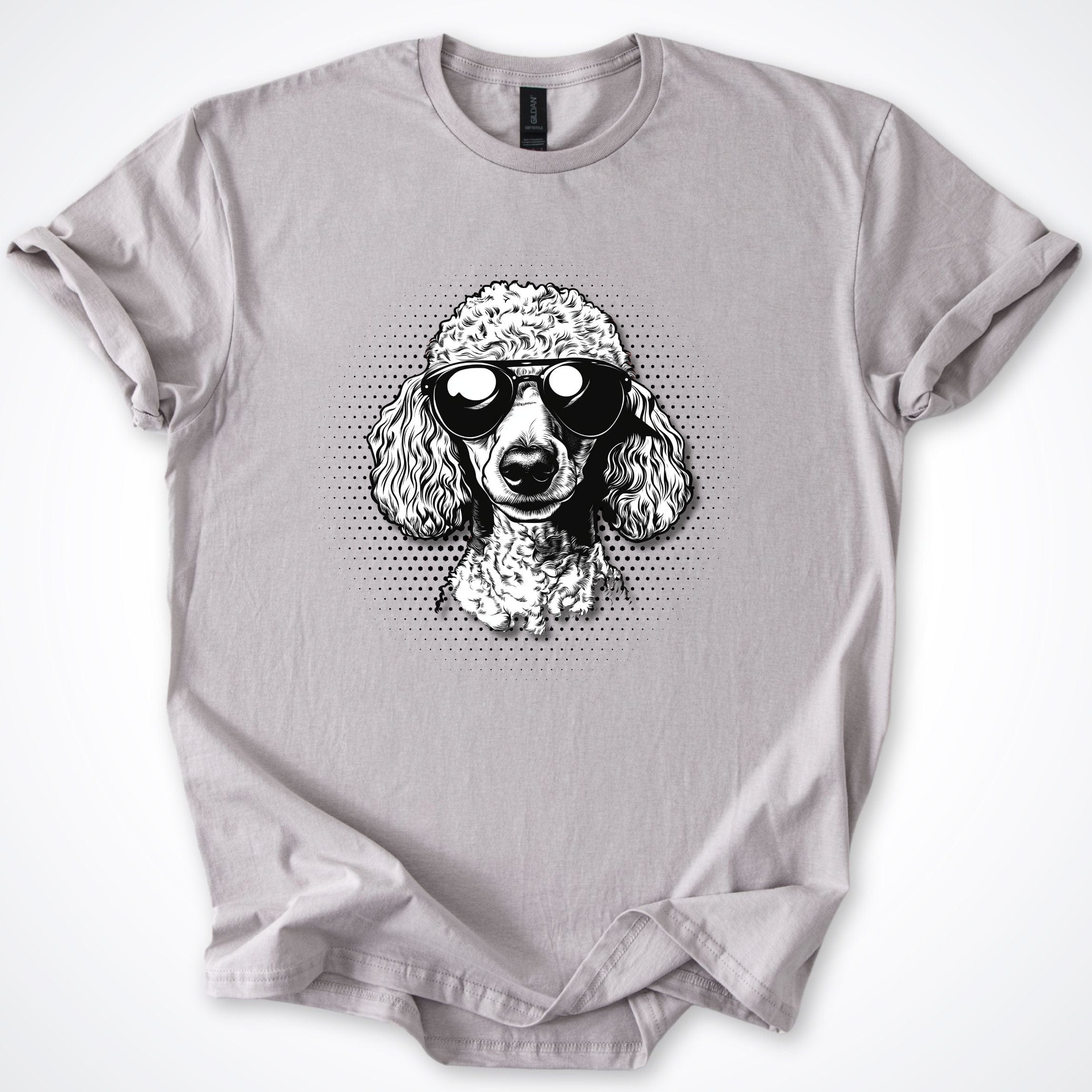 T-Shirt Ice Grey / S Poodle Cool Dog with Sunglasses T-Shirt ReallyintoDogs