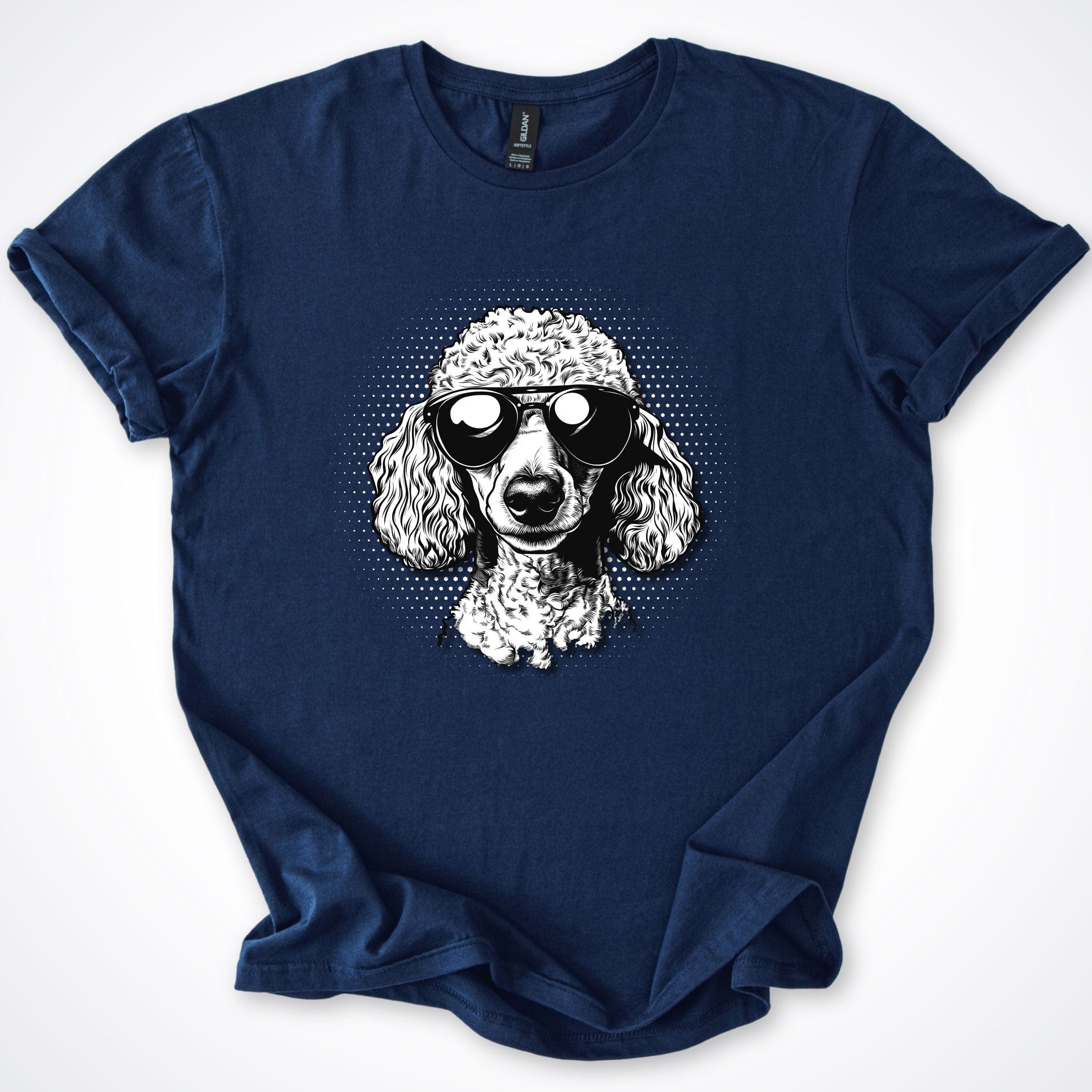 T-Shirt Navy / S Poodle Cool Dog with Sunglasses T-Shirt ReallyintoDogs