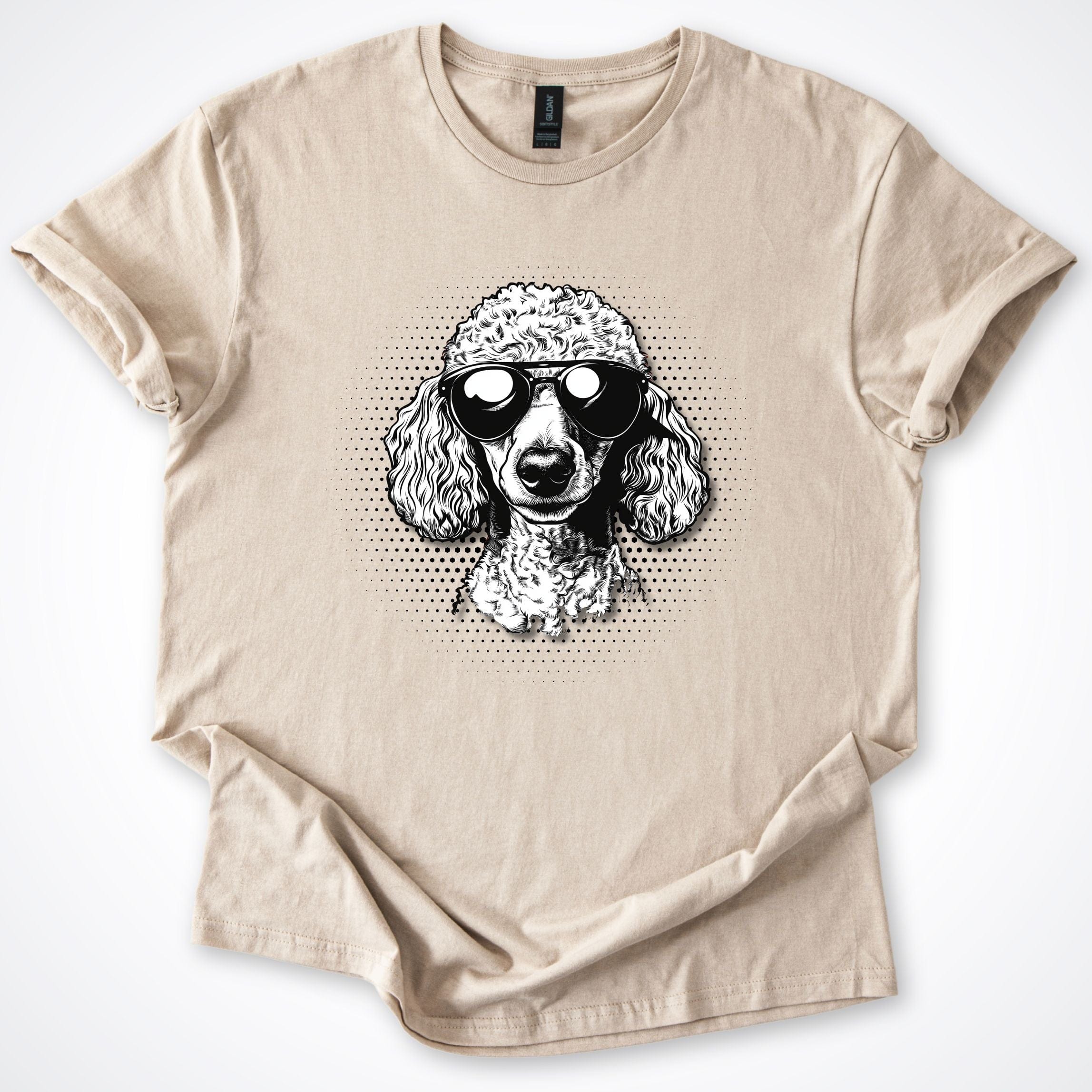 T-Shirt Sand / S Poodle Cool Dog with Sunglasses T-Shirt ReallyintoDogs