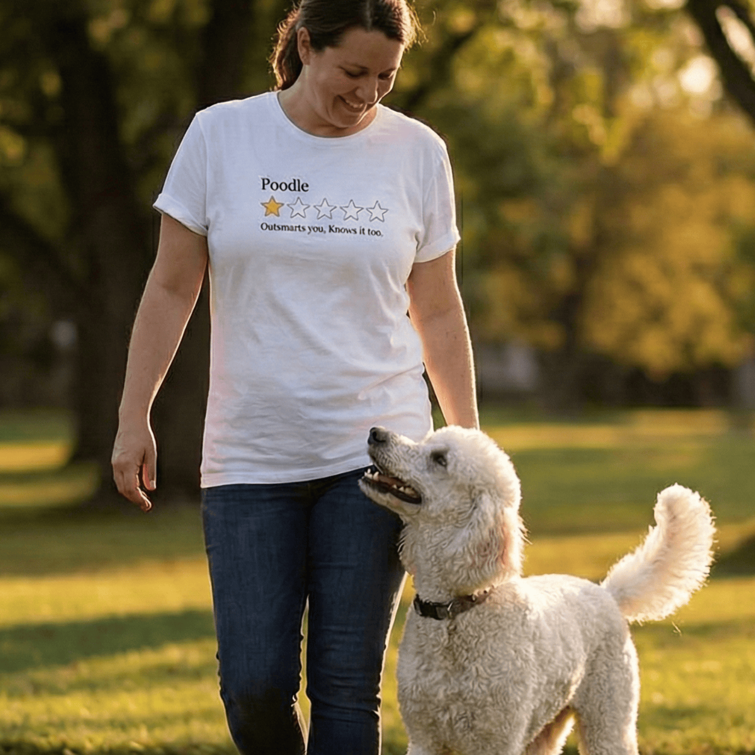 T-Shirt White / S Poodle One Star Review T-Shirt ReallyintoDogs