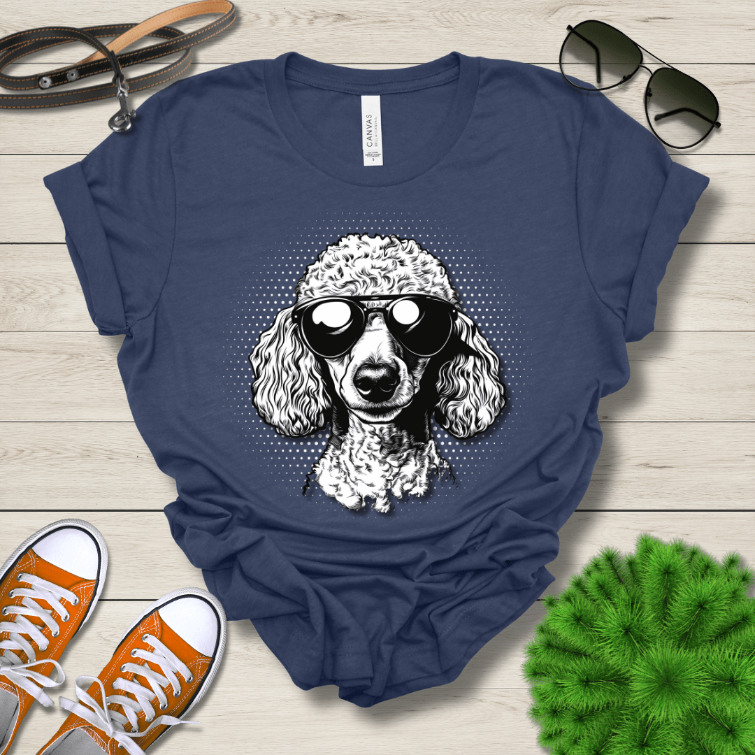 T-Shirt Heather Navy / S Poodle Top Dog Cool Dog with Sunglasses Premium Unisex Tee --reallyintothat