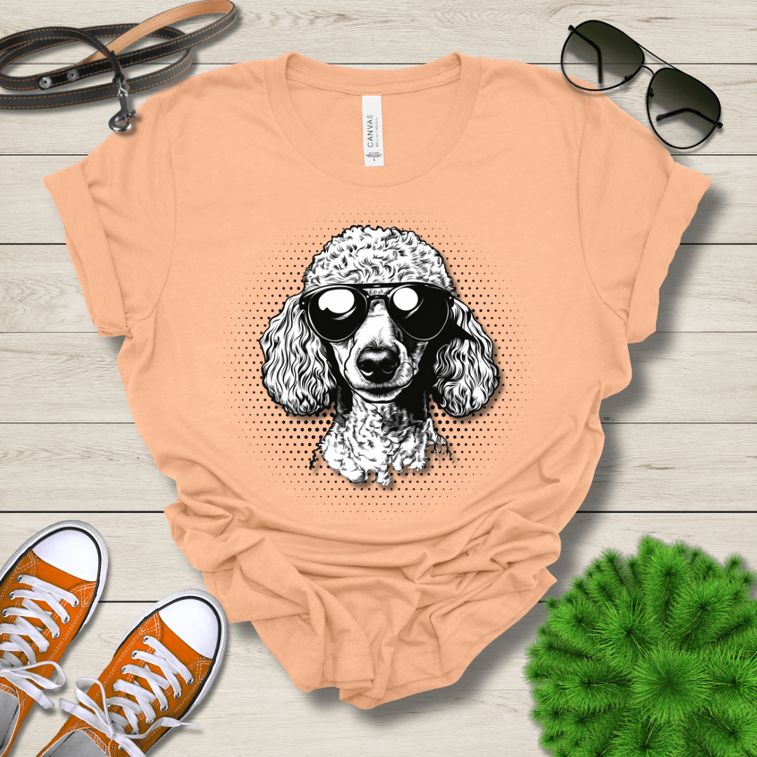 T-Shirt Heather Peach / S Poodle Top Dog Cool Dog with Sunglasses Premium Unisex Tee --reallyintothat